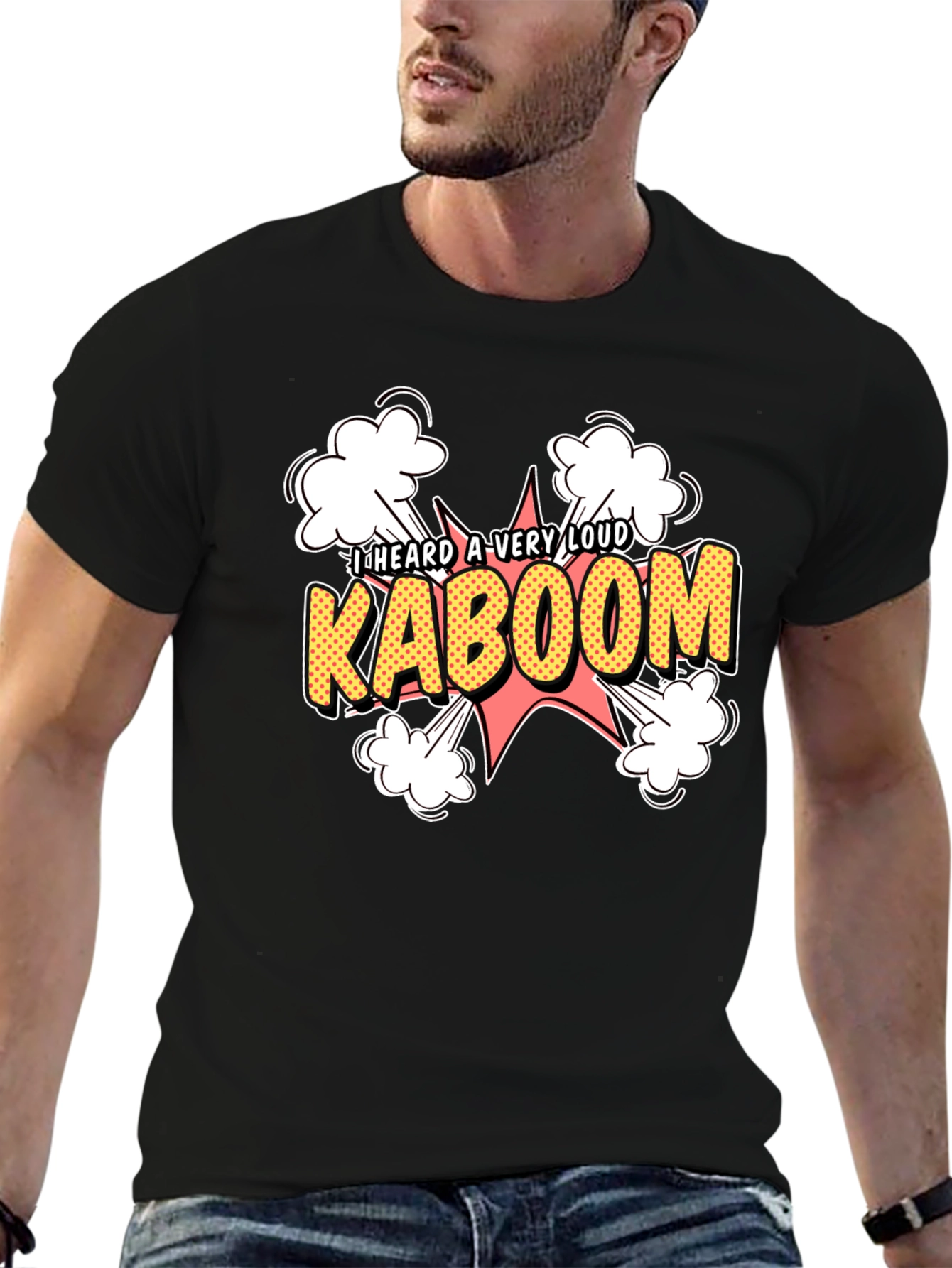 Black Kaboom Graphic Tee - Loud Explosion Design view 6