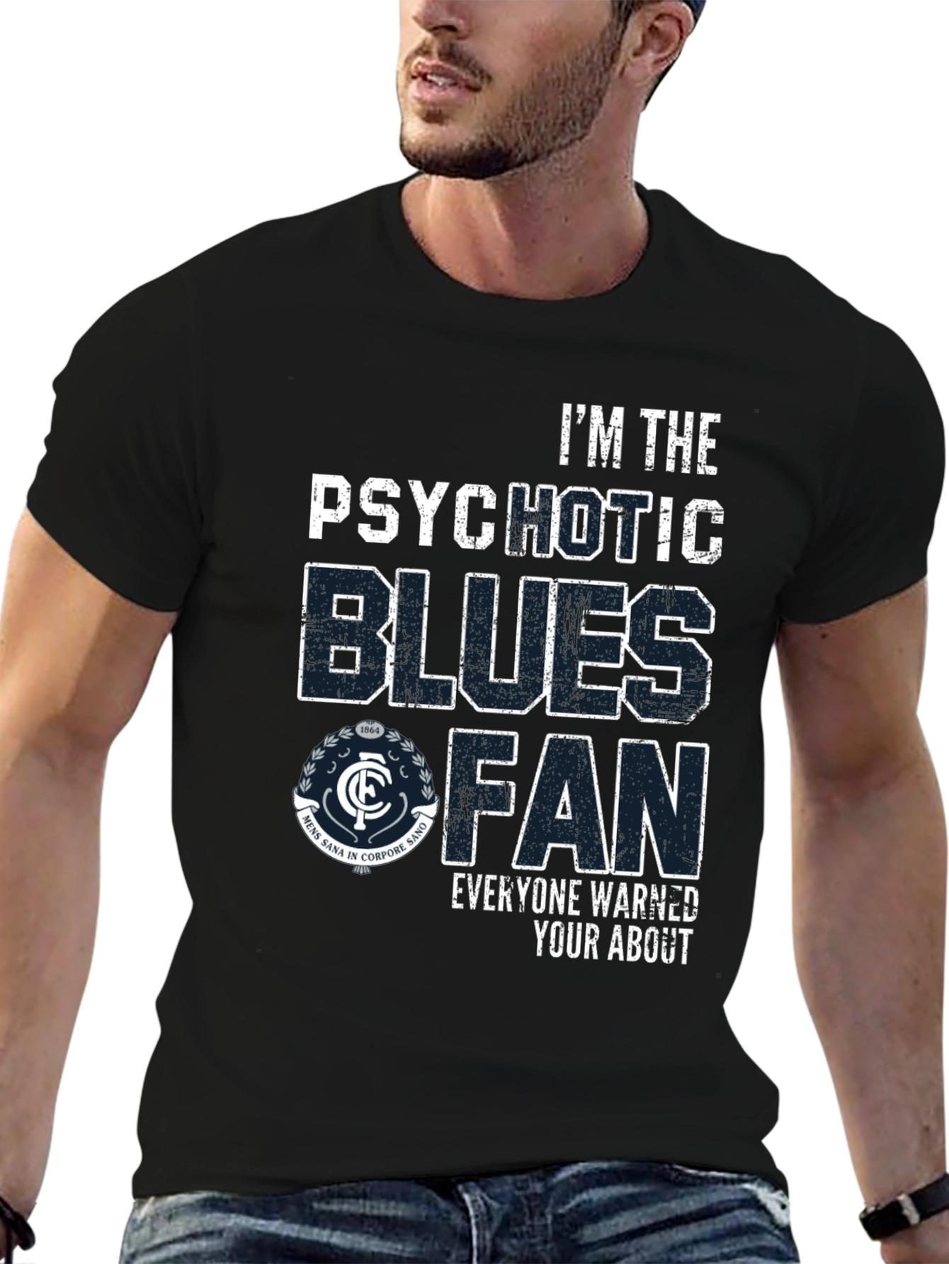 Black Psychotic Blues Fan T-Shirt - Carlton Football Club view 6