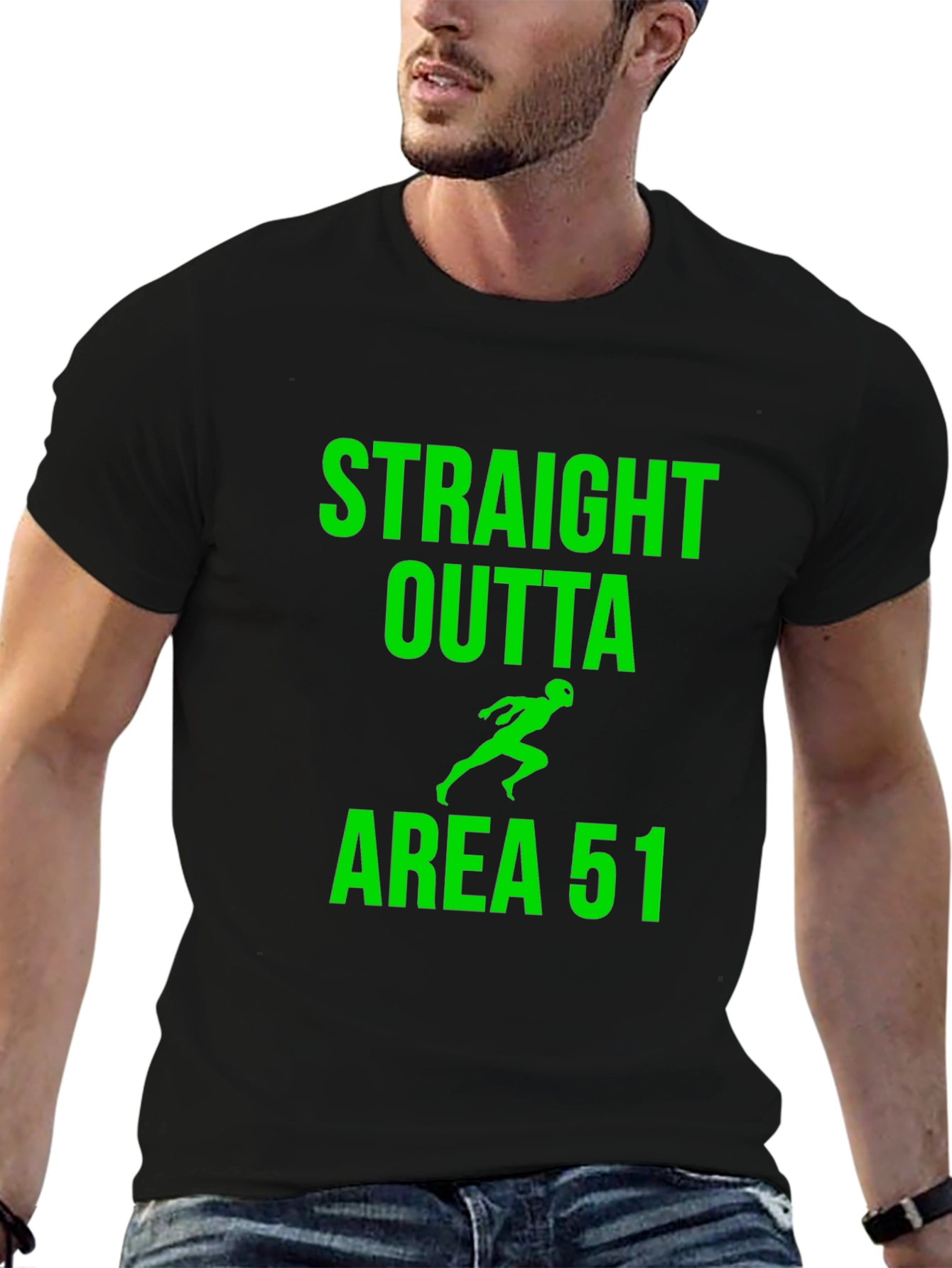 Black Straight Outta Area 51 Alien Graphic Tee view 6