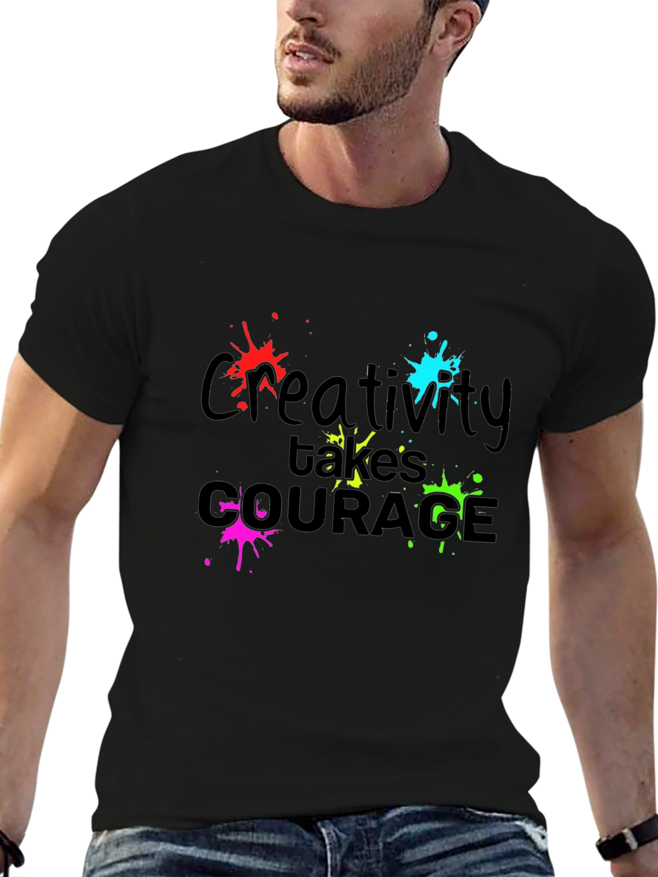Black Creative Courage T-Shirt - Bold Design view 6