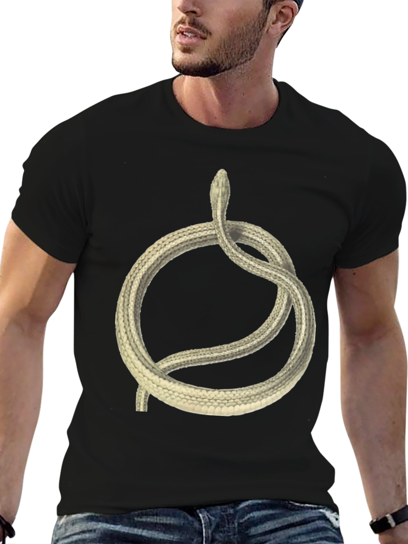 Black Snake Circle Graphic T-Shirt - Unique Animal Tee view 6