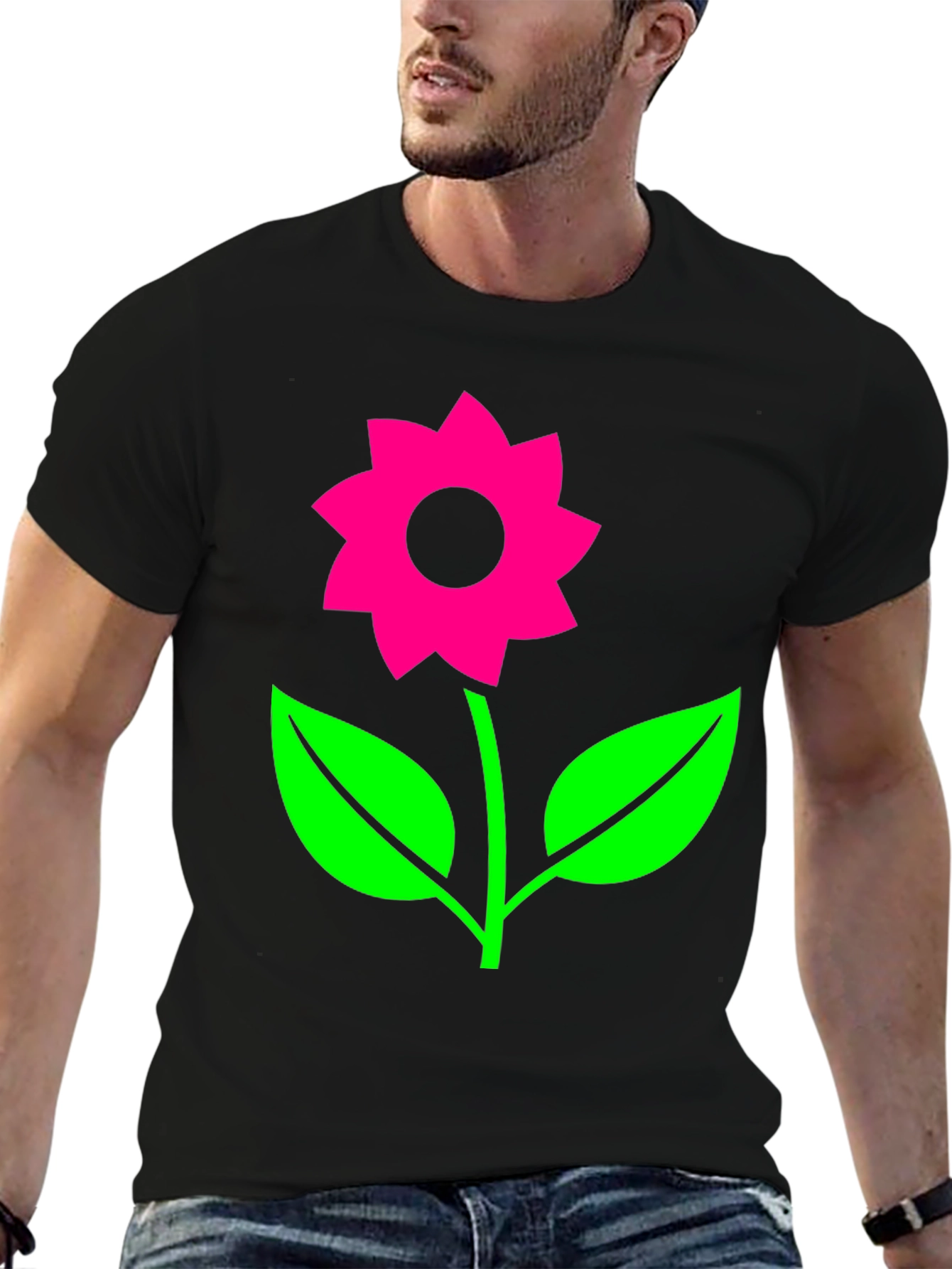 Black Funky Flower Graphic Tee - Black view 6