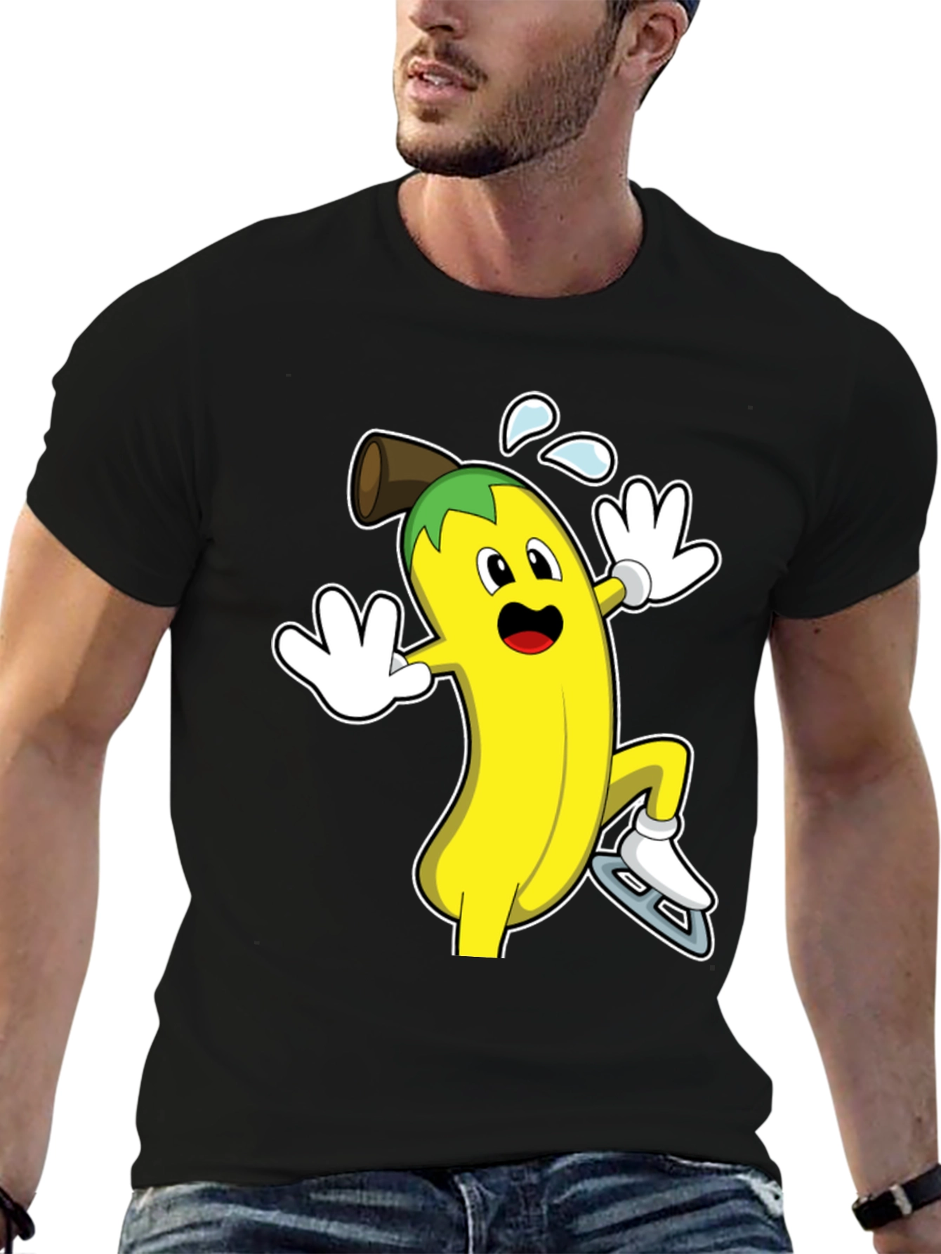 Black Banana Ice Skating T-Shirt - Fun & Unique Design view 6