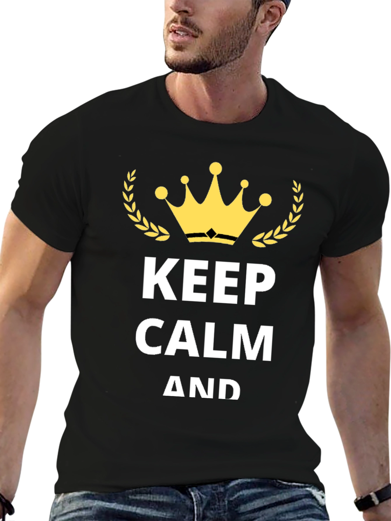 Black Keep Calm Crown Black Graphic Tee view 6