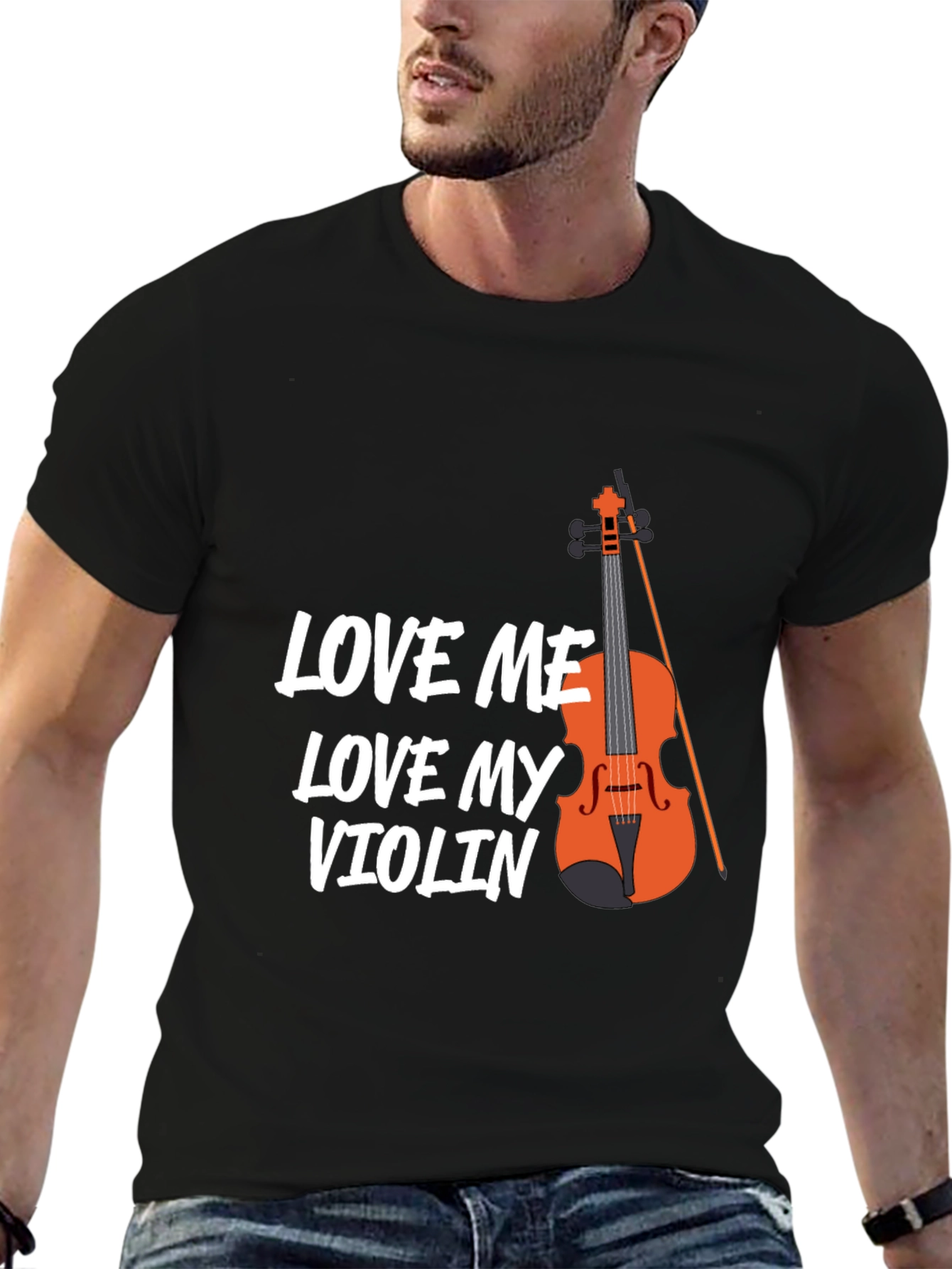 Black Love Me Love My Violin T-Shirt - Musician Tee view 6