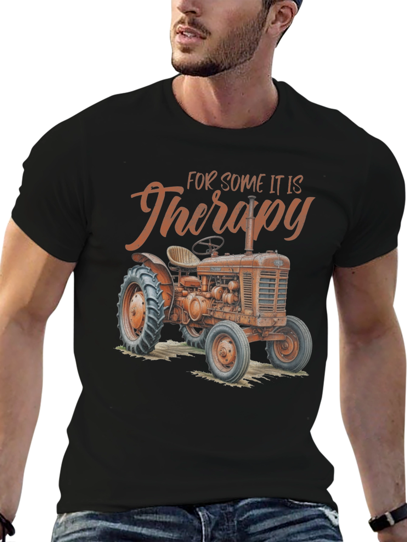 Black Tractor Therapy Graphic T-Shirt view 6