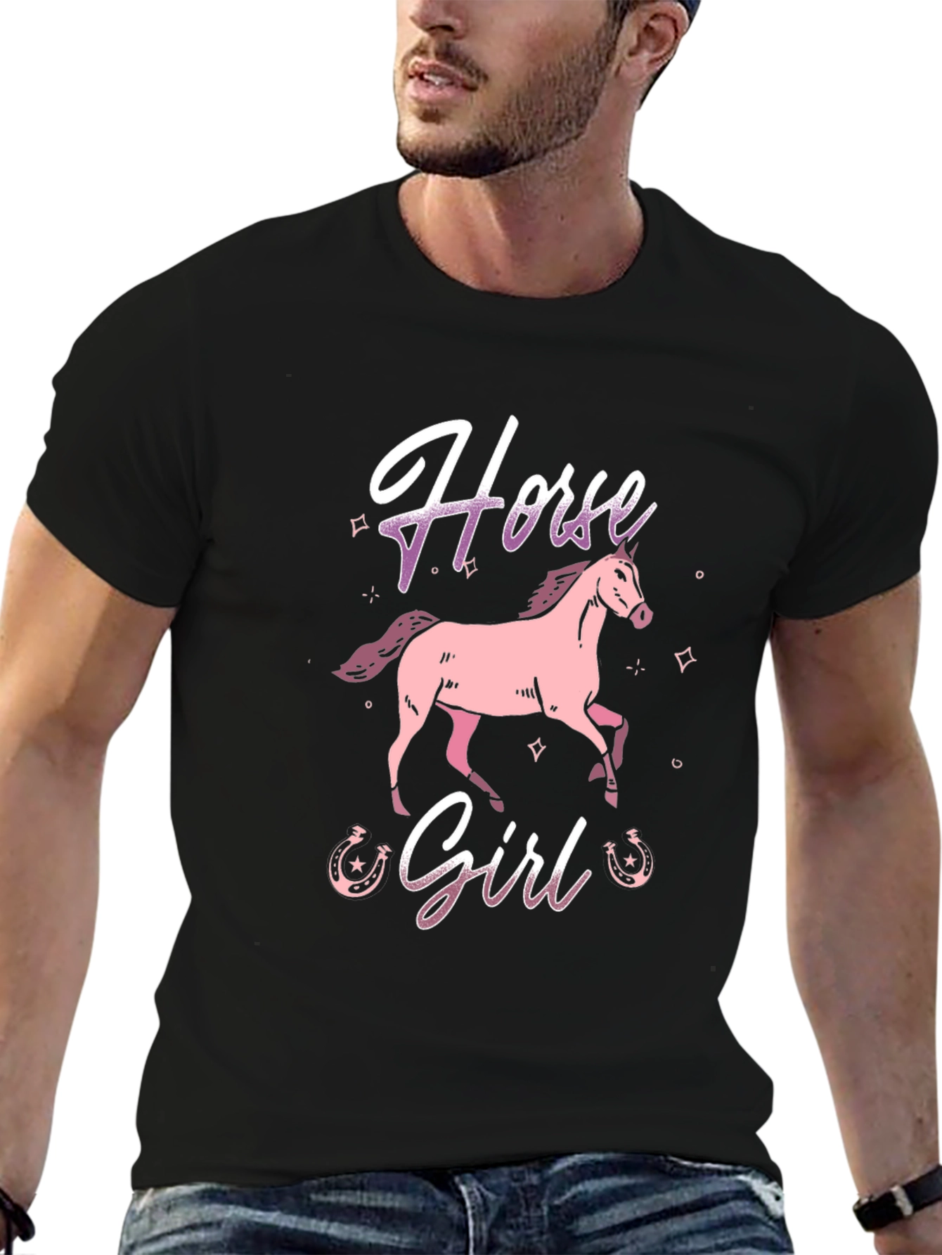 Black Horse Girl Graphic Tee - Black view 6