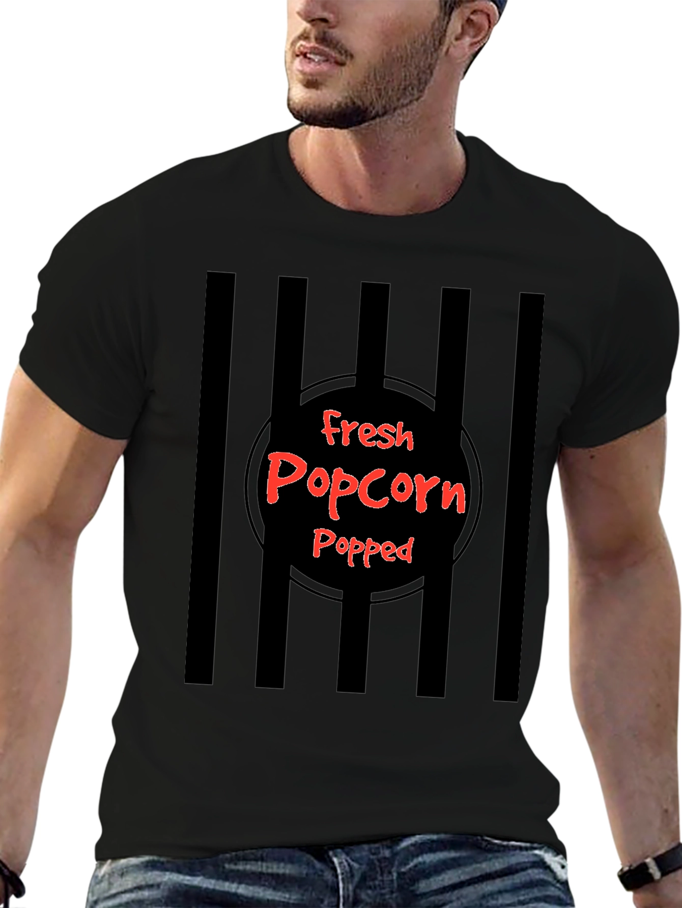 Black Fresh Popped Popcorn Graphic T-Shirt view 6