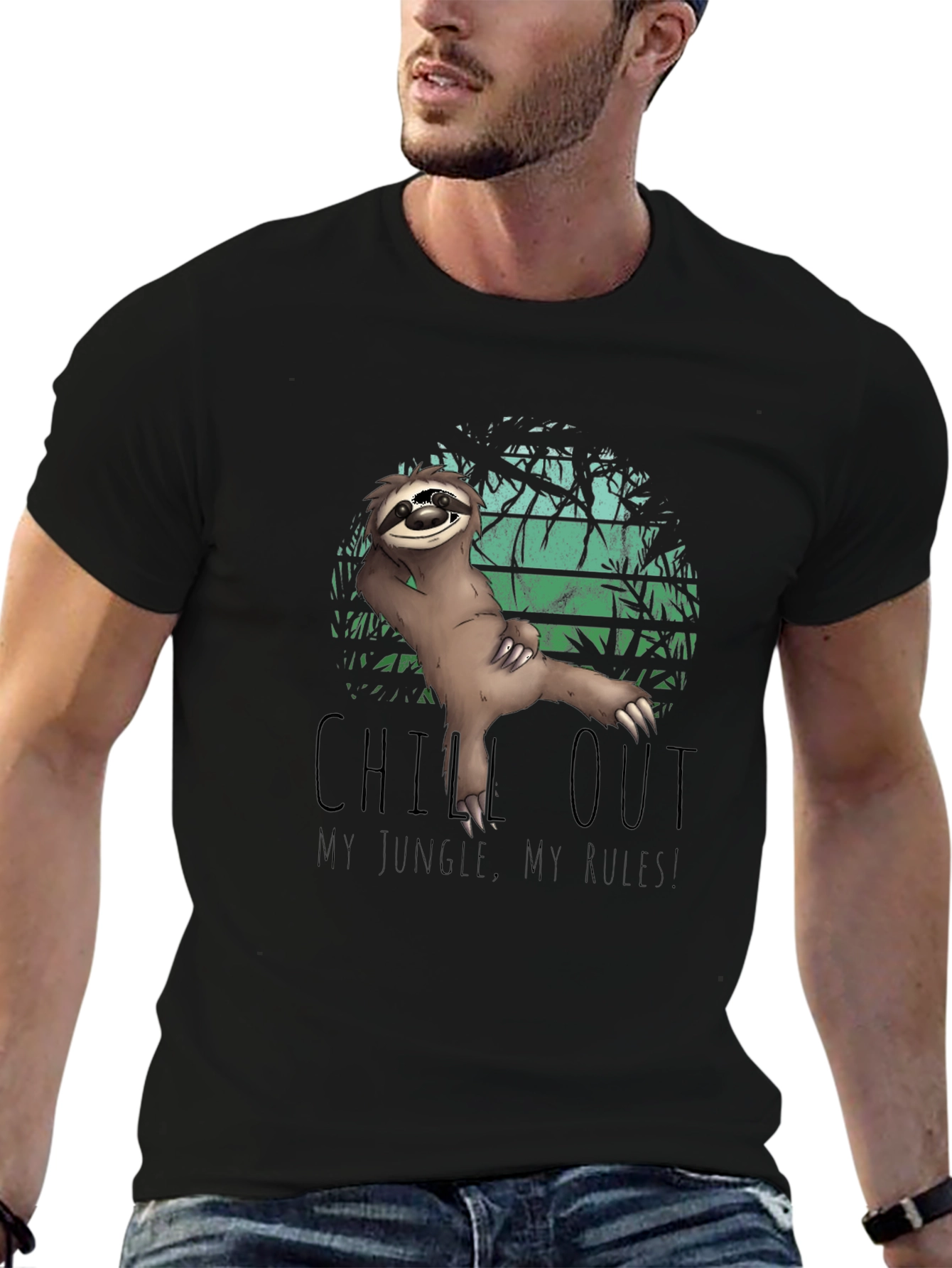 Black Chill Sloth T-Shirt: My Jungle, My Rules view 6