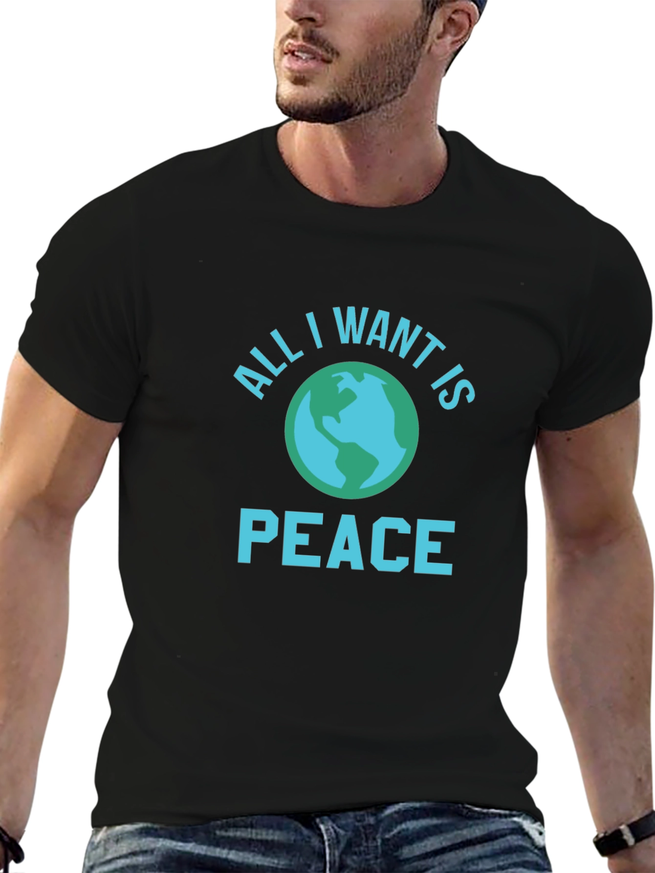 Black All I Want is Peace T-Shirt view 6