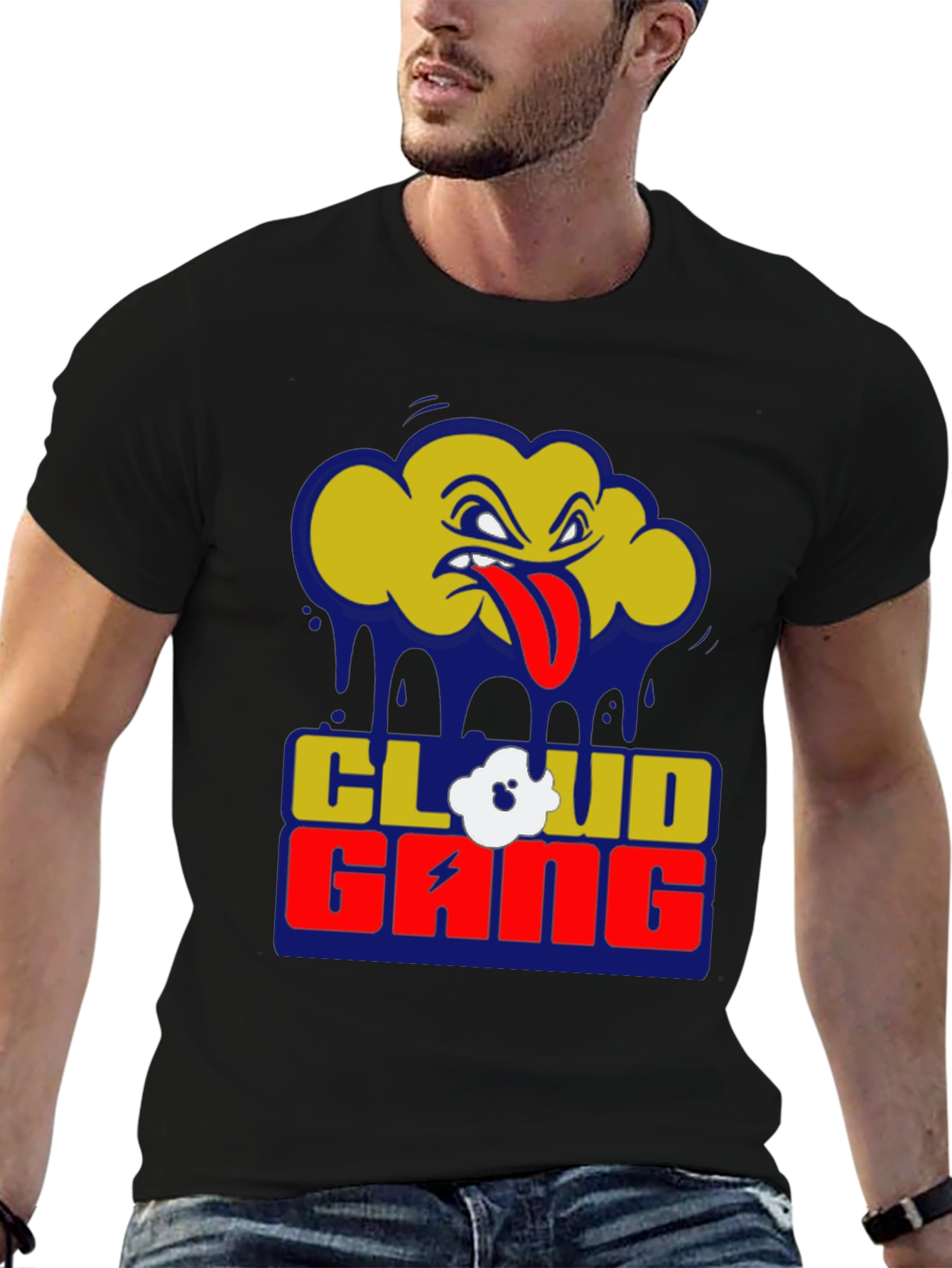 Black Cloud Gang Graphic T-Shirt - Black Crew Neck Tee view 6