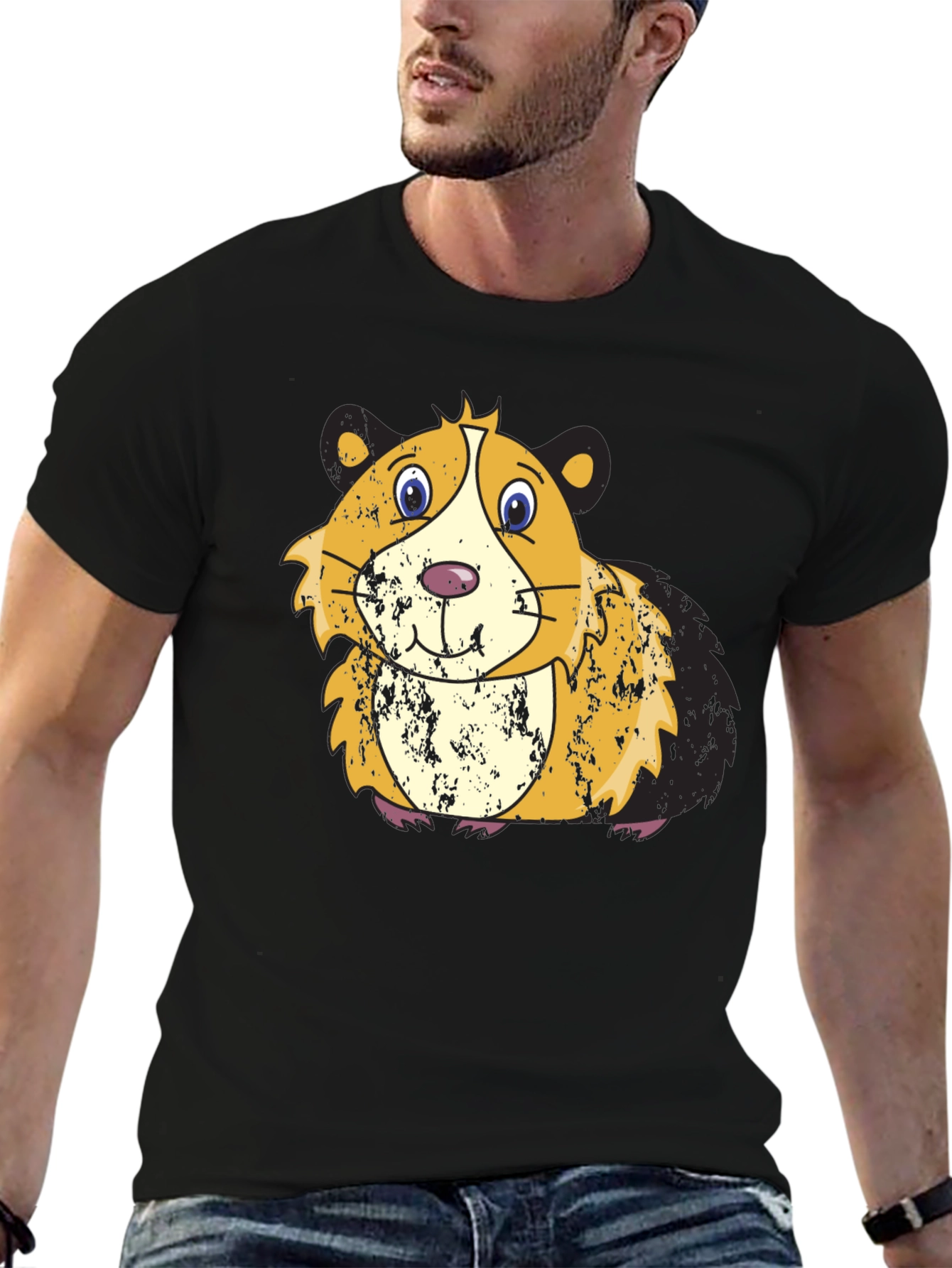 Black Cute Guinea Pig Graphic Tee view 6