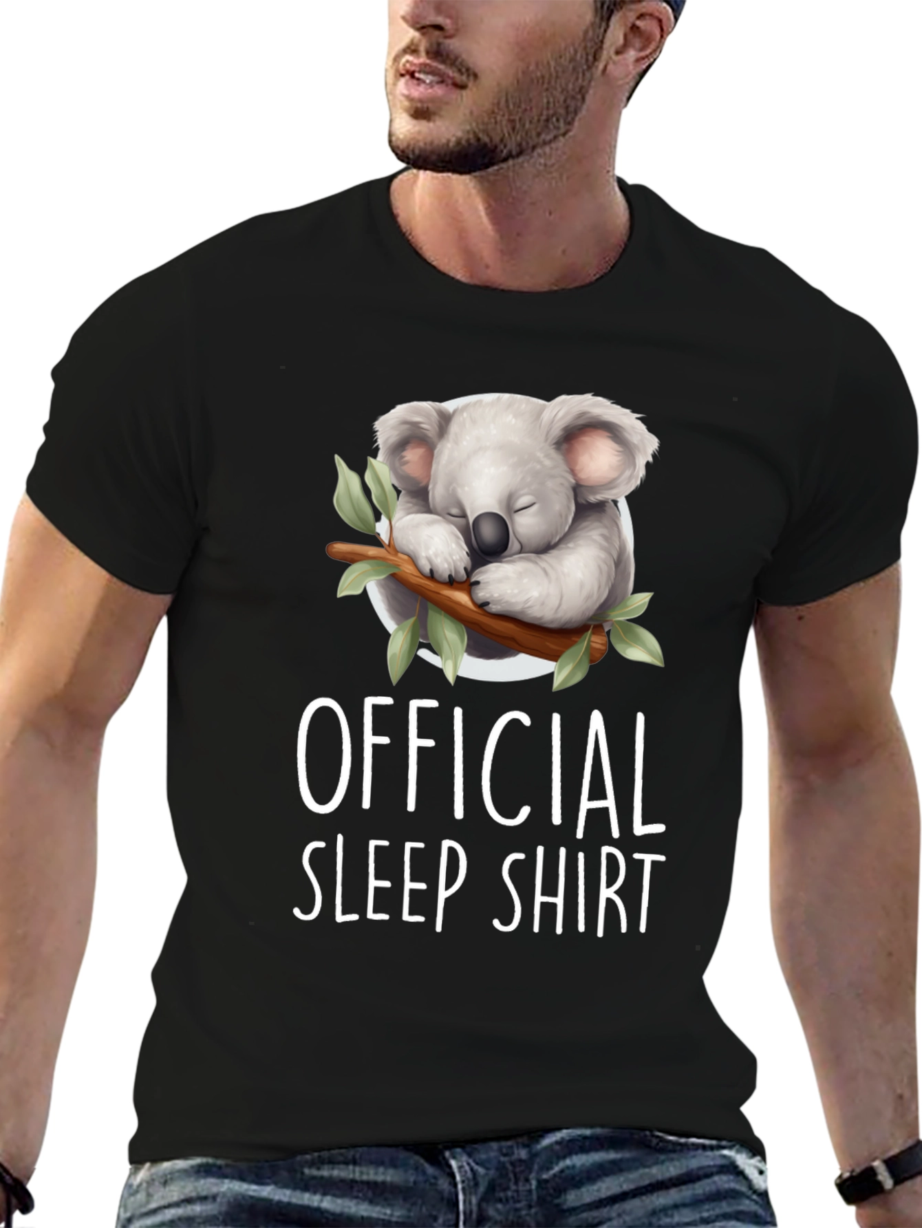 Black Official Sleep Shirt - Koala Graphic Tee view 6