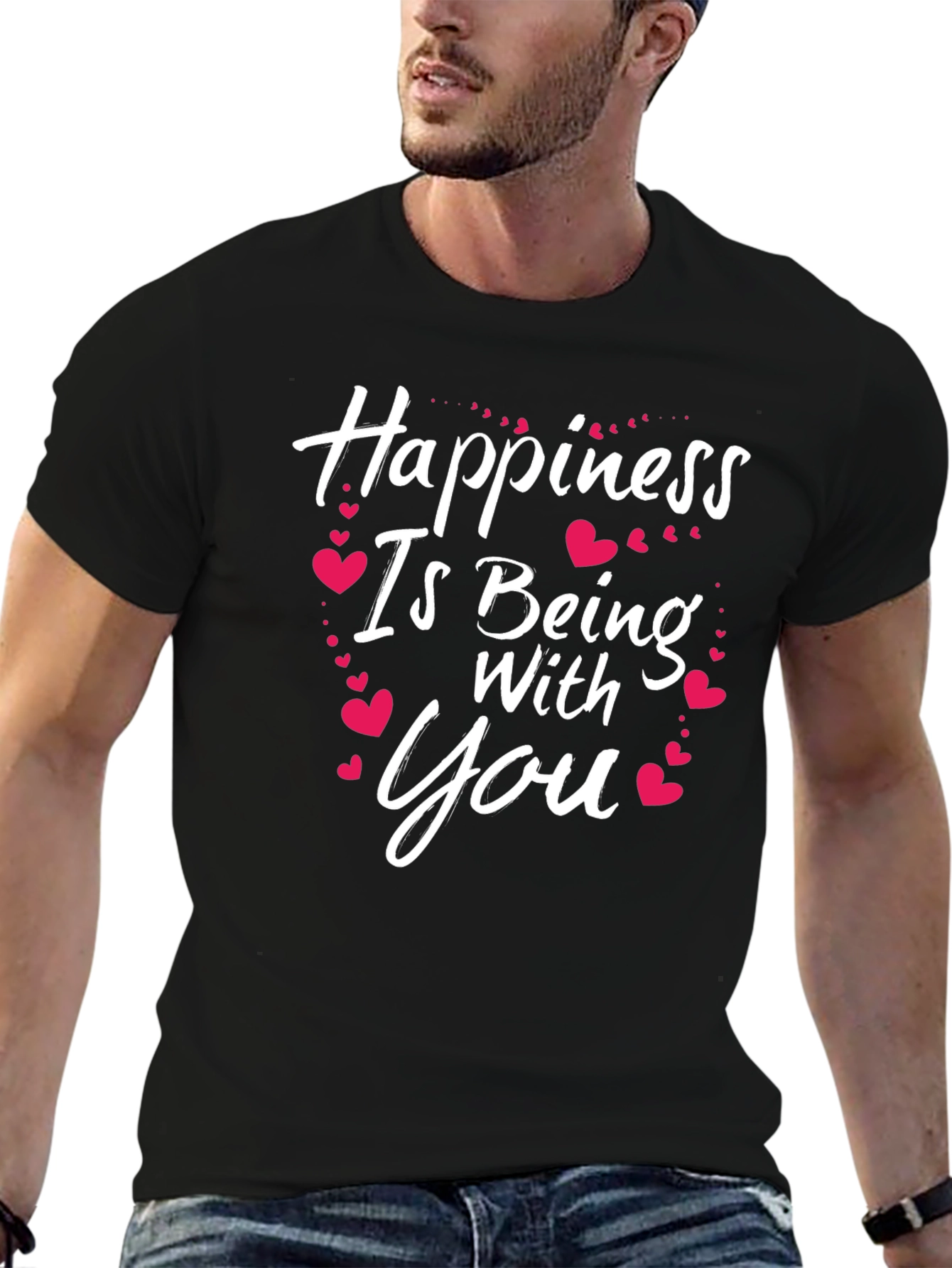 Black Happiness Is Being With You T-Shirt view 6