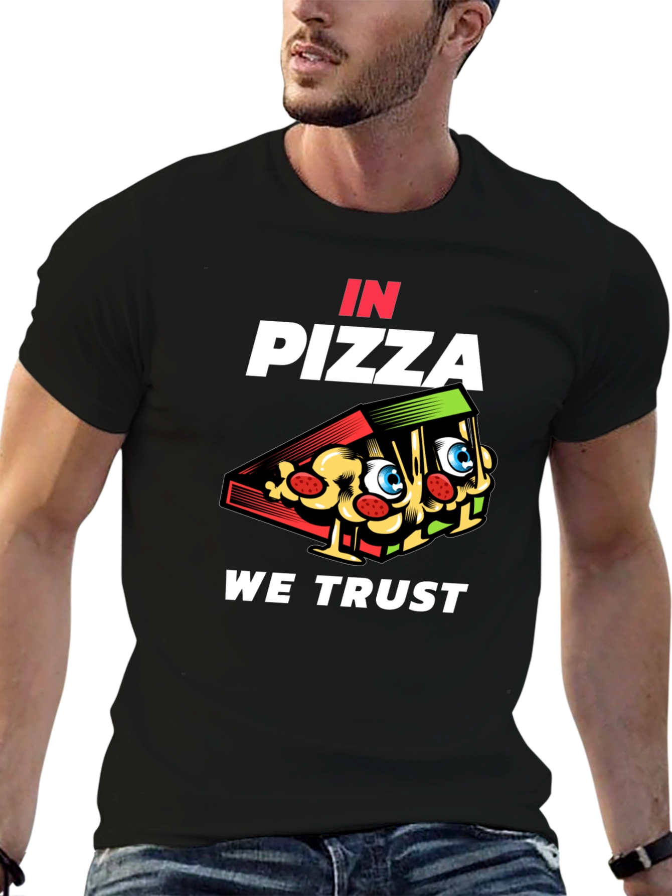 Black In Pizza We Trust Black Graphic Tee view 6