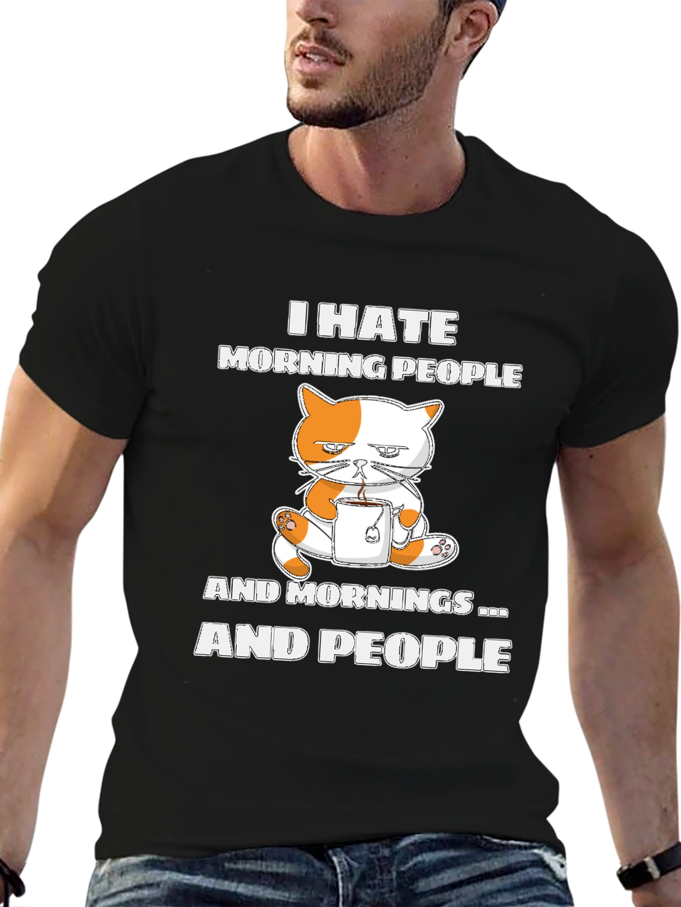 Black I Hate Morning People Tee view 6