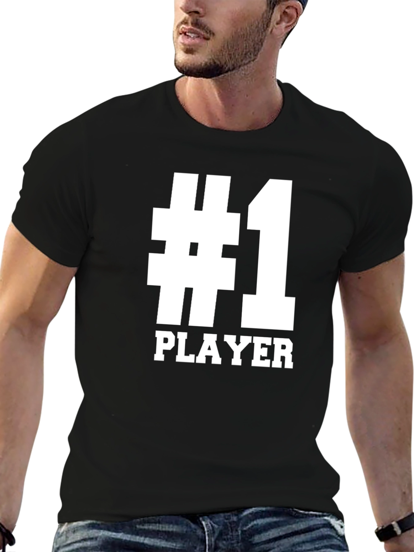 Black Number One Player T-Shirt - Black Graphic Tee view 6