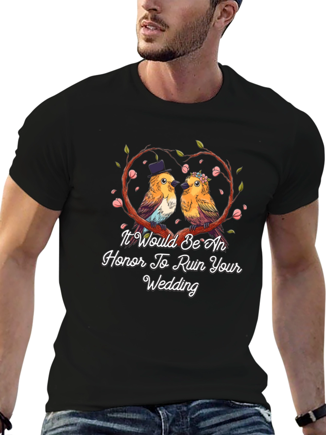 Black Ruin Your Wedding Bird Graphic T-Shirt view 6