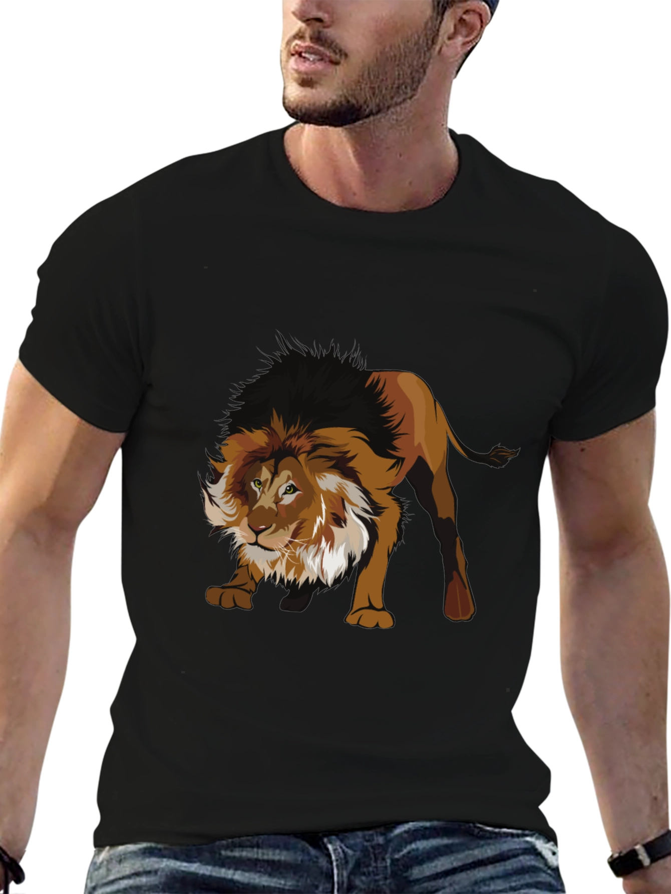 Black Lion Graphic Black T-Shirt view 6