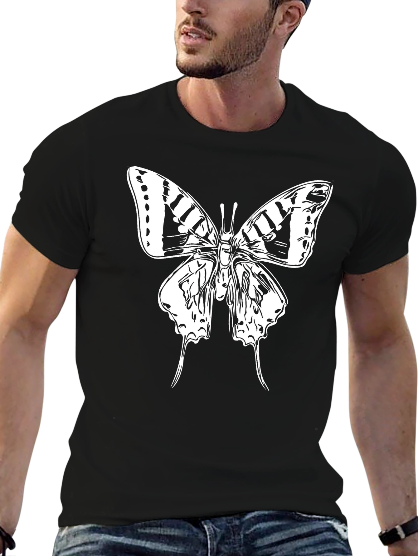 Black Butterfly Graphic Black T-Shirt view 6