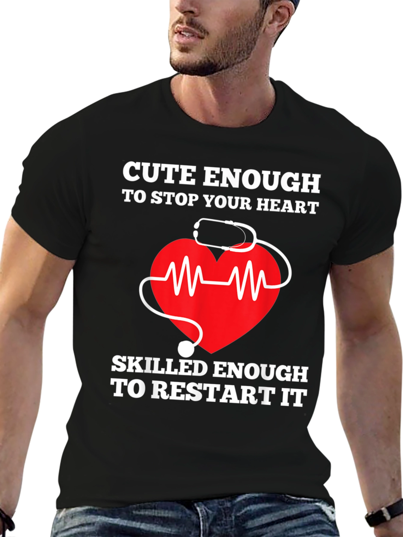 Black Cute Enough to Stop Your Heart T-Shirt view 6