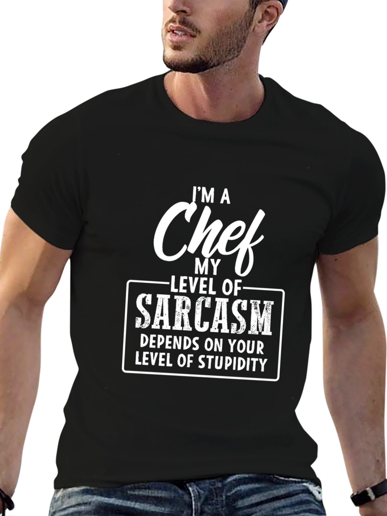 Black Sarcastic Chef Humor Graphic Tee - Black Cotton view 6