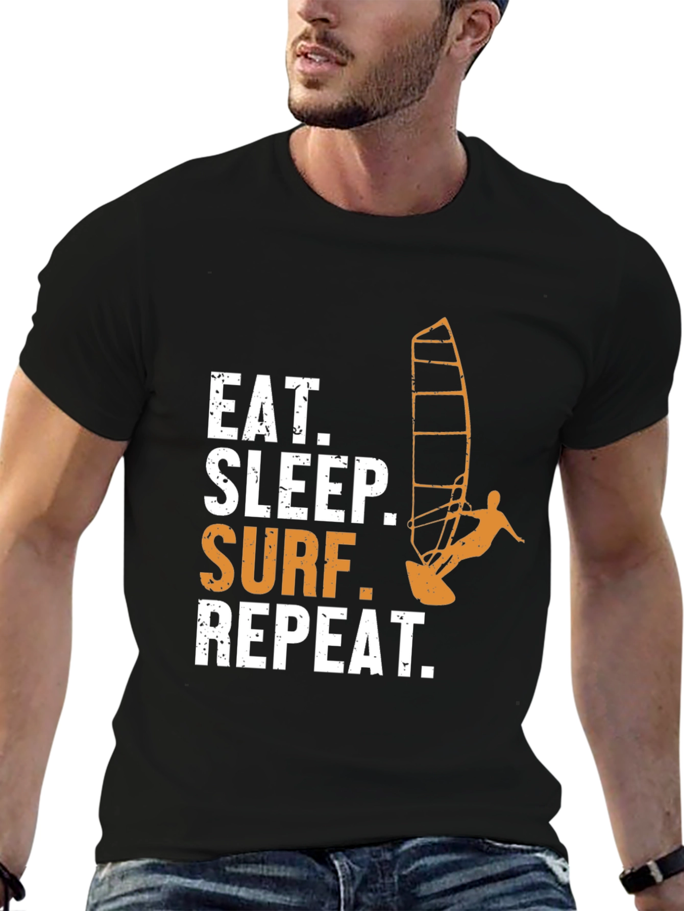 Black Eat Sleep Surf Repeat T-Shirt view 6