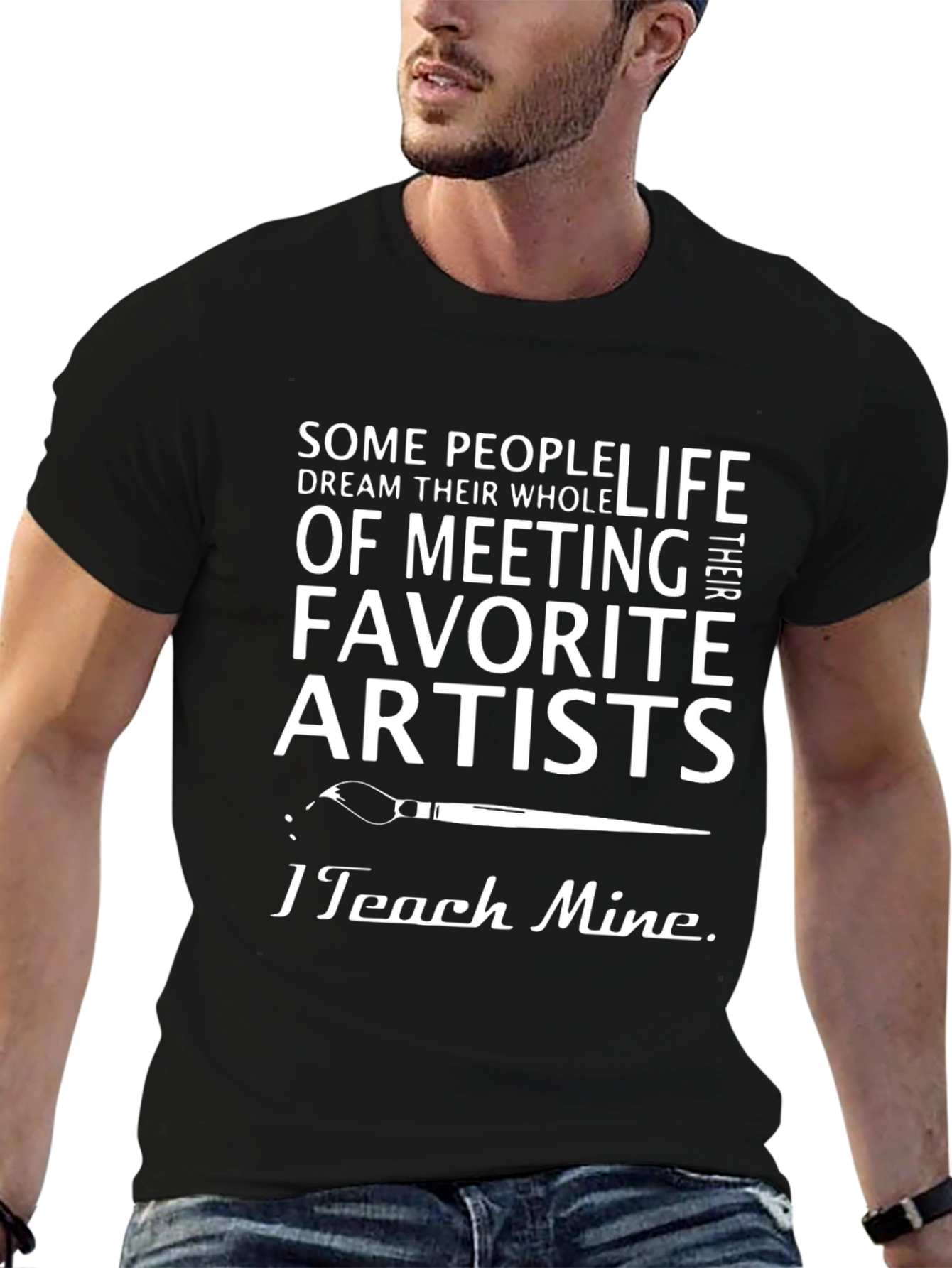 Black Artist Teacher T-Shirt - I Teach Mine Graphic Tee view 6