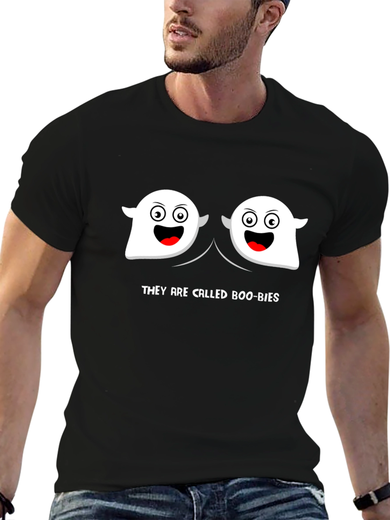 Black Boo-bies T-Shirt Funny Ghost Humor view 6