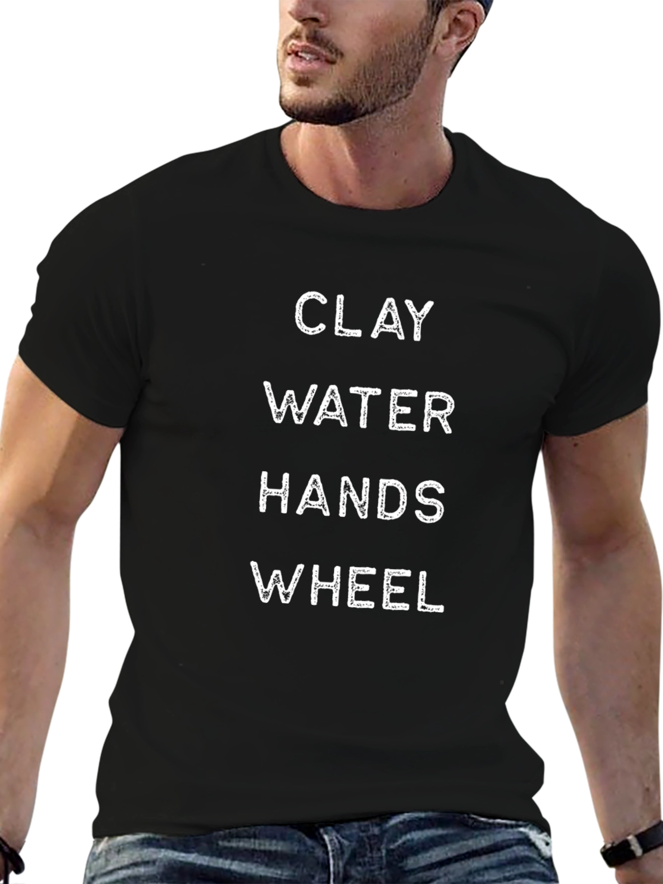 Black Pottery Lover T-Shirt - Clay, Water, Hands, Wheel view 6
