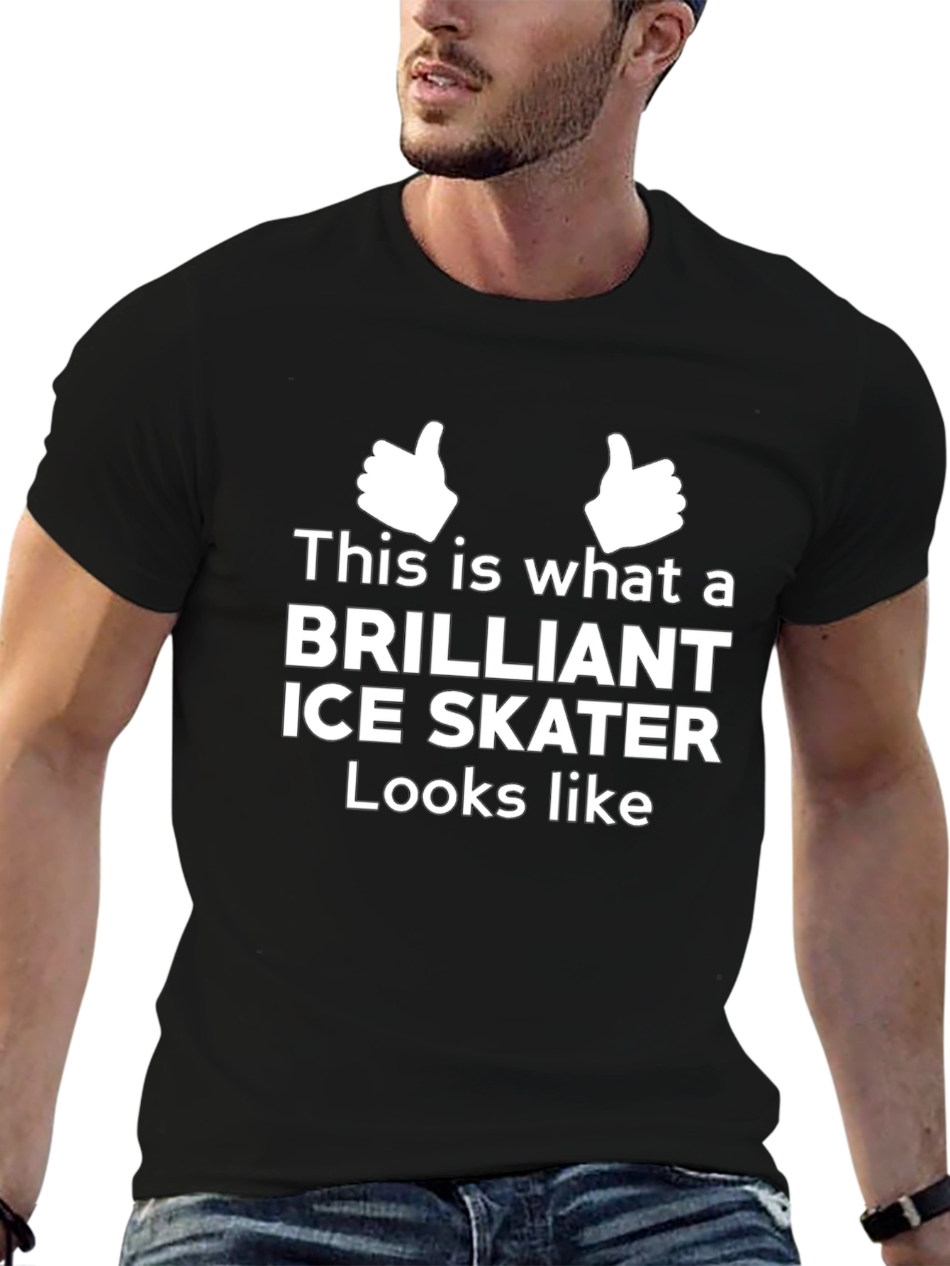 Black Brilliant Ice Skater T-Shirt - Novelty Design view 6