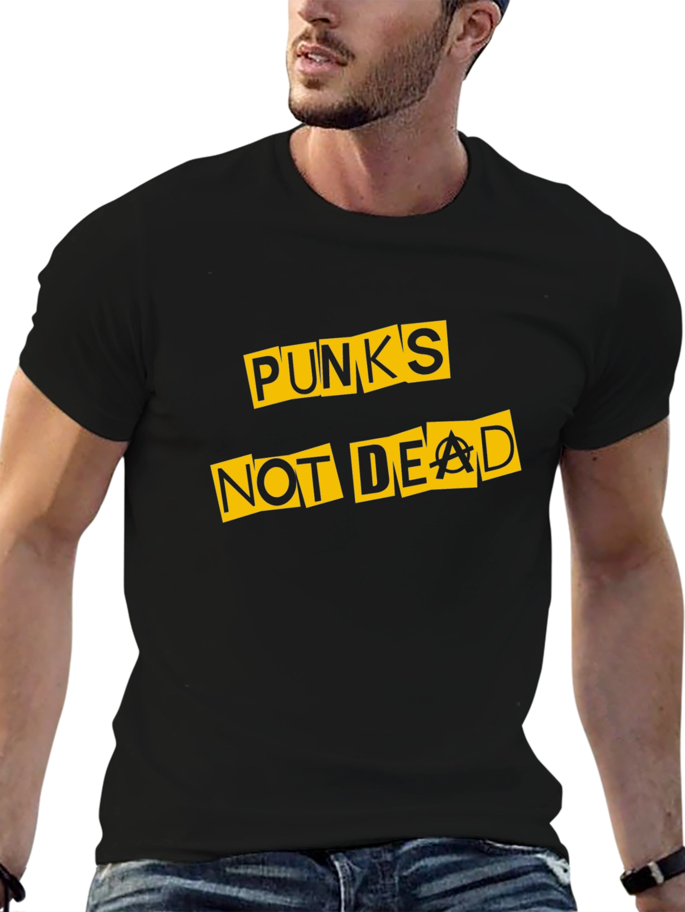 Black Punk's Not Dead Graphic Tee - Bold Statement Style view 6