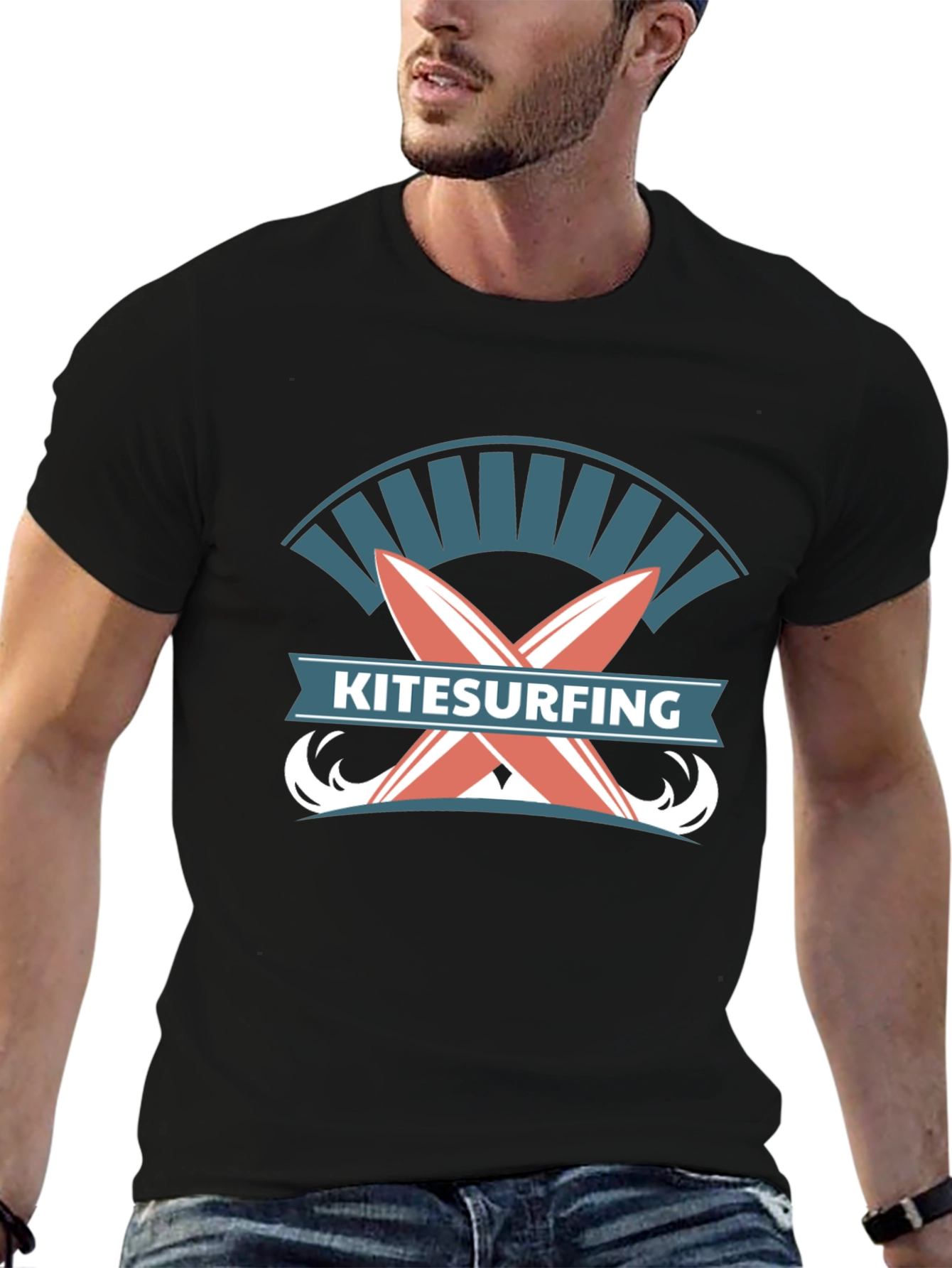 Black Kitesurfing Graphic T-Shirt view 6