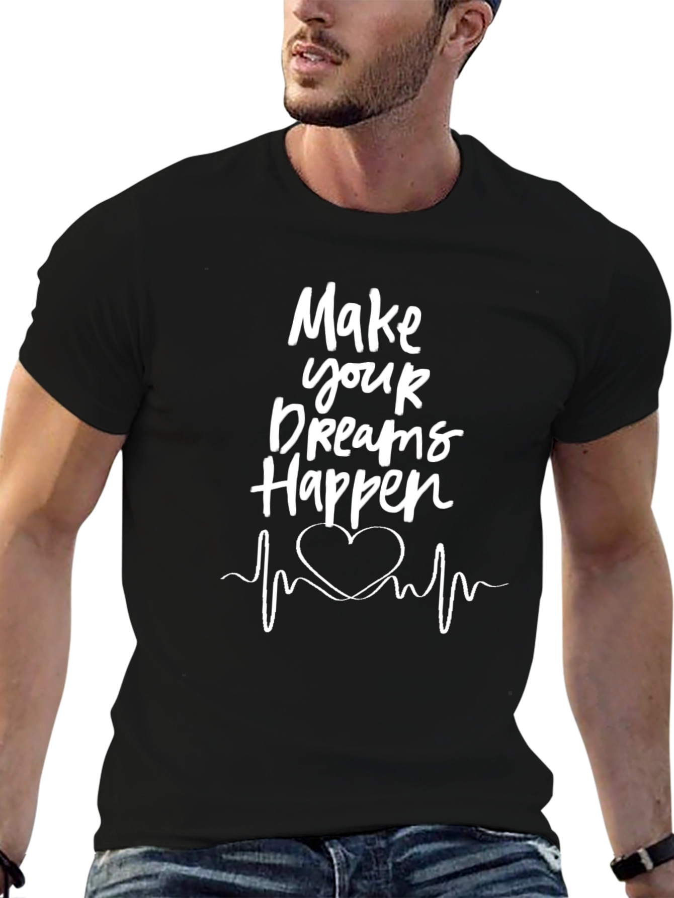 Black Make Your Dreams Happen Black T-Shirt view 6