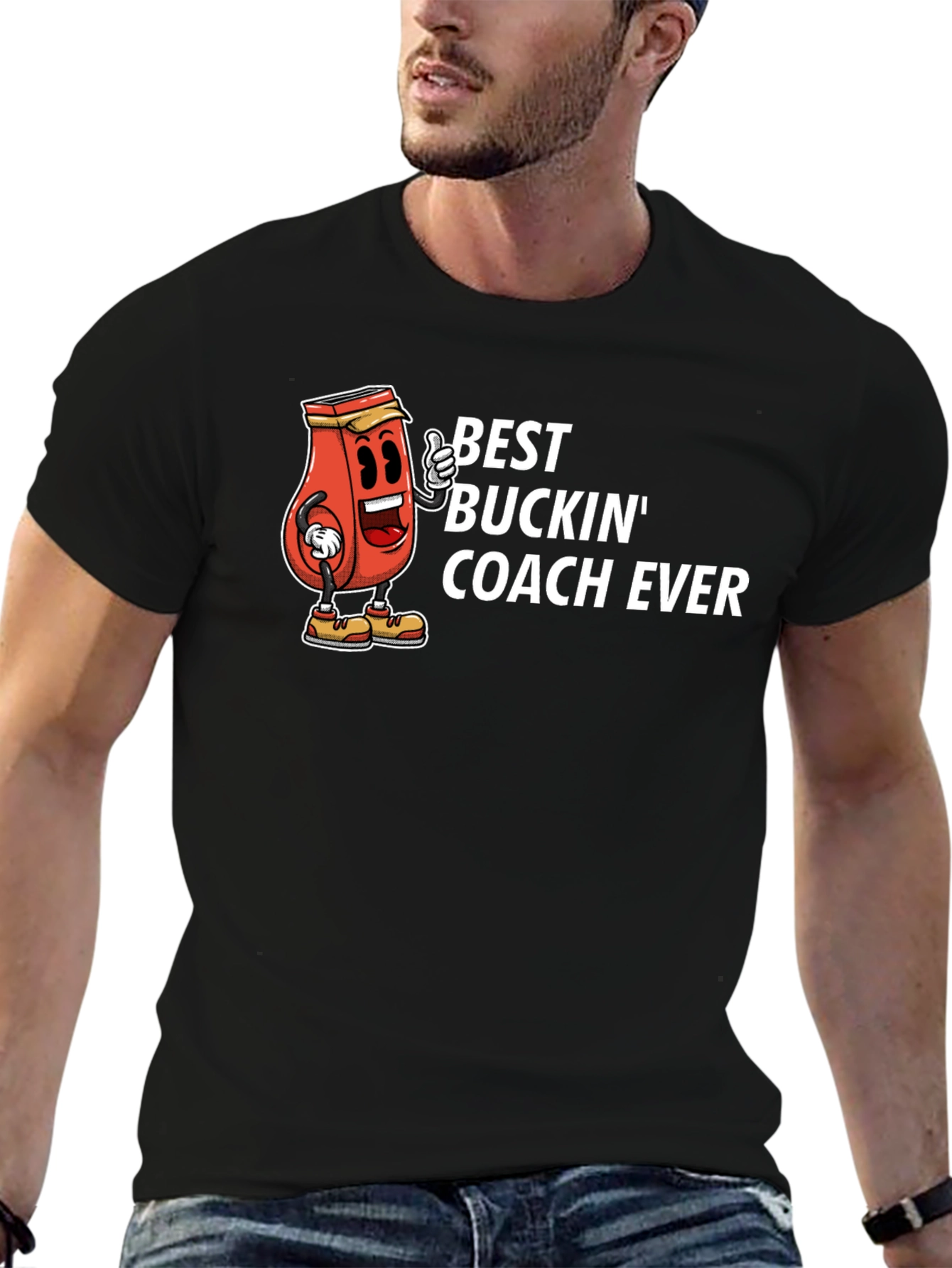 Black Best Buckin' Coach Ever T-Shirt view 6