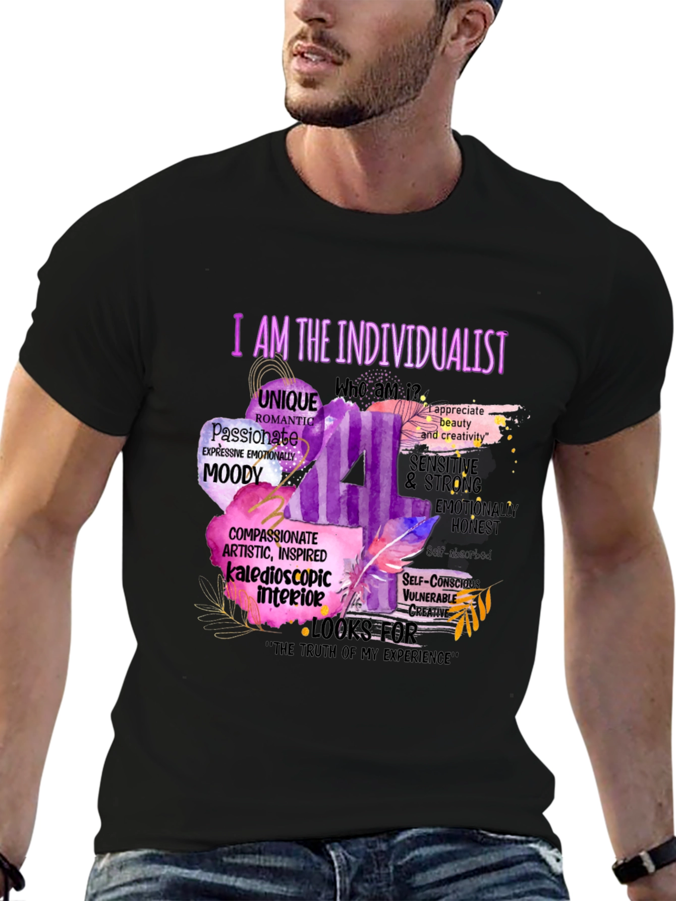 Black Individualist Graphic T-Shirt - Express Yourself! view 6