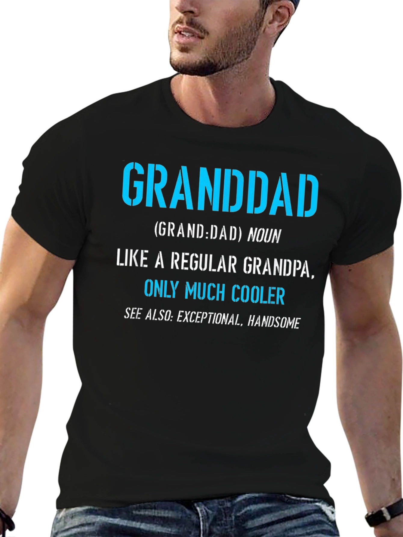 Black Granddad Definition T-Shirt - Cool Grandpa Tee view 6