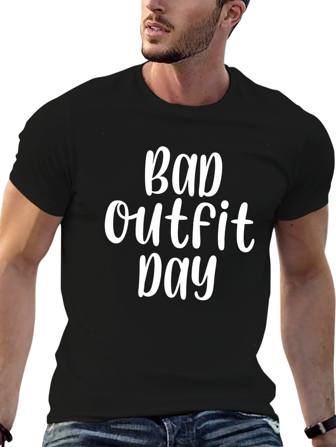Black Bad Outfit Day Graphic Tee - Unisex Casual T-Shirt view 6
