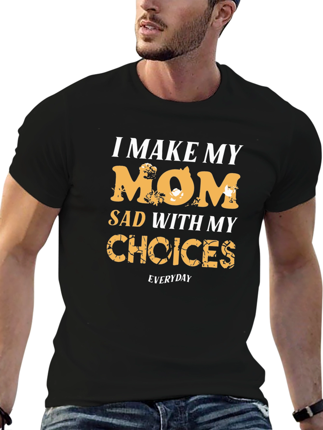 Black I Make My Mom Sad Black Graphic Tee view 6
