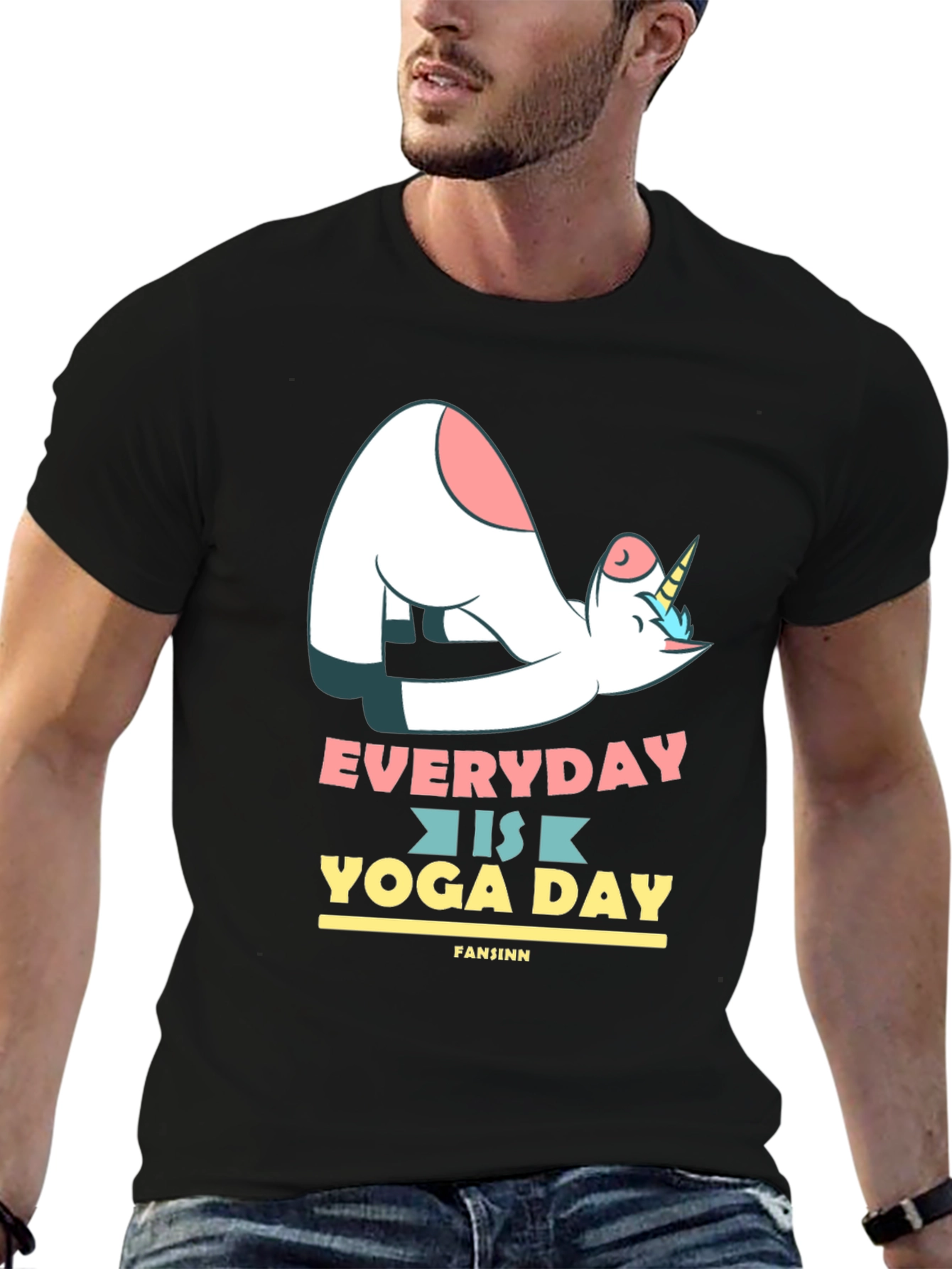 Black Unicorn Yoga T-Shirt - Everyday is Yoga Day Tee view 6