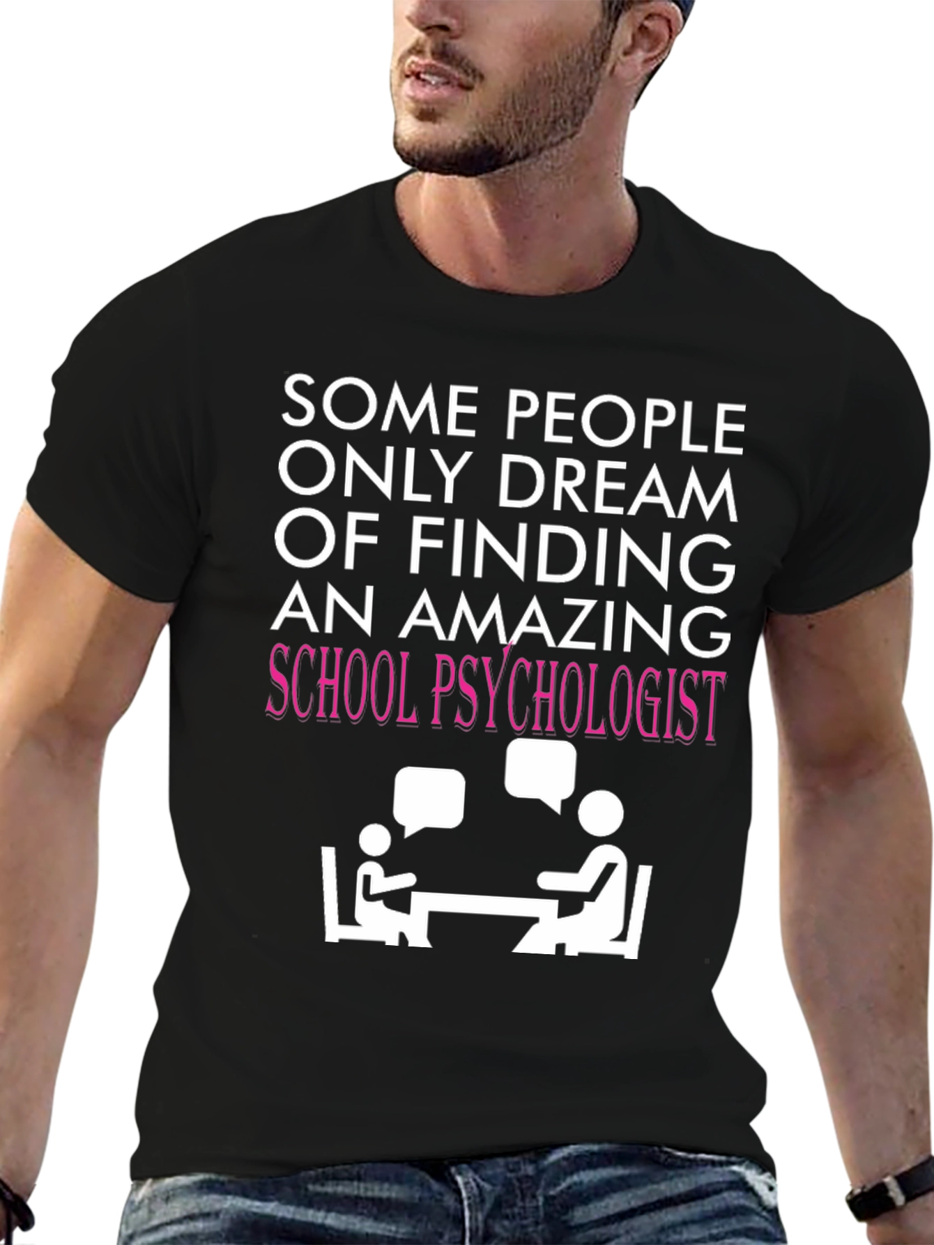 Black Amazing School Psychologist T-Shirt - Therapy Design view 6