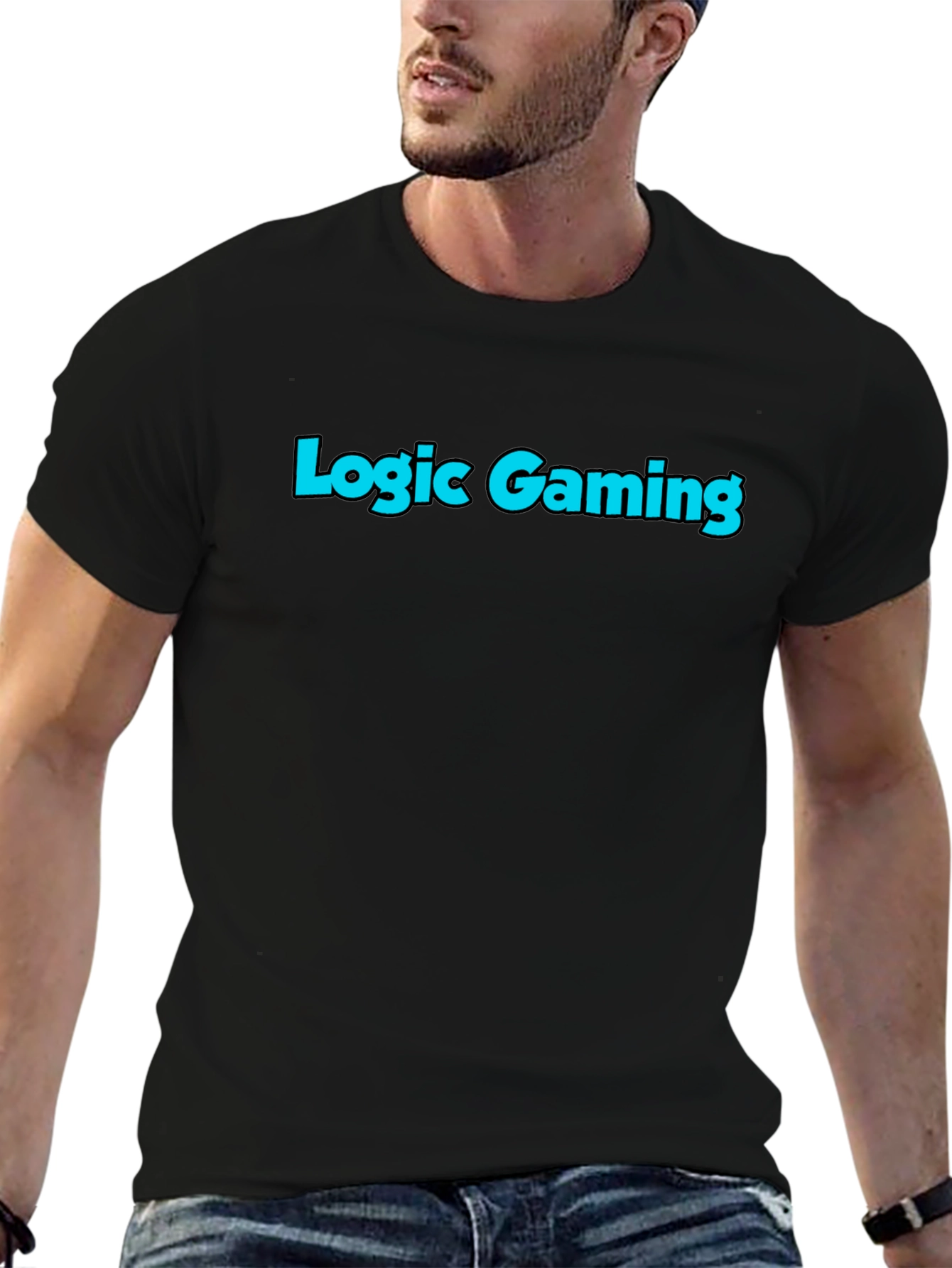 Black Logic Gaming Tee - Black Cotton Blend Graphic T-Shirt view 6