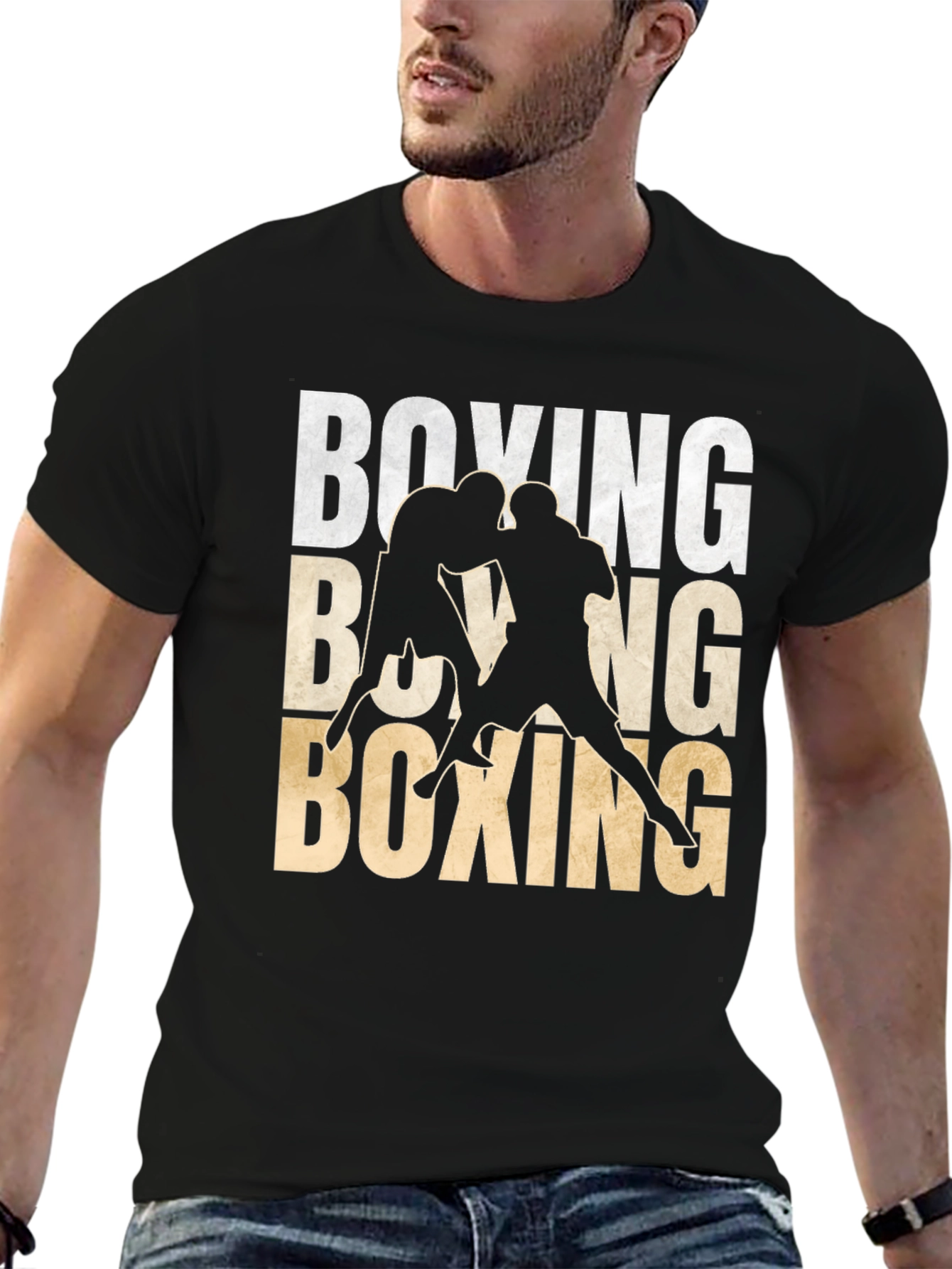 Black Boxing Graphic Tee | Stylish Mens Boxing T-Shirt view 6