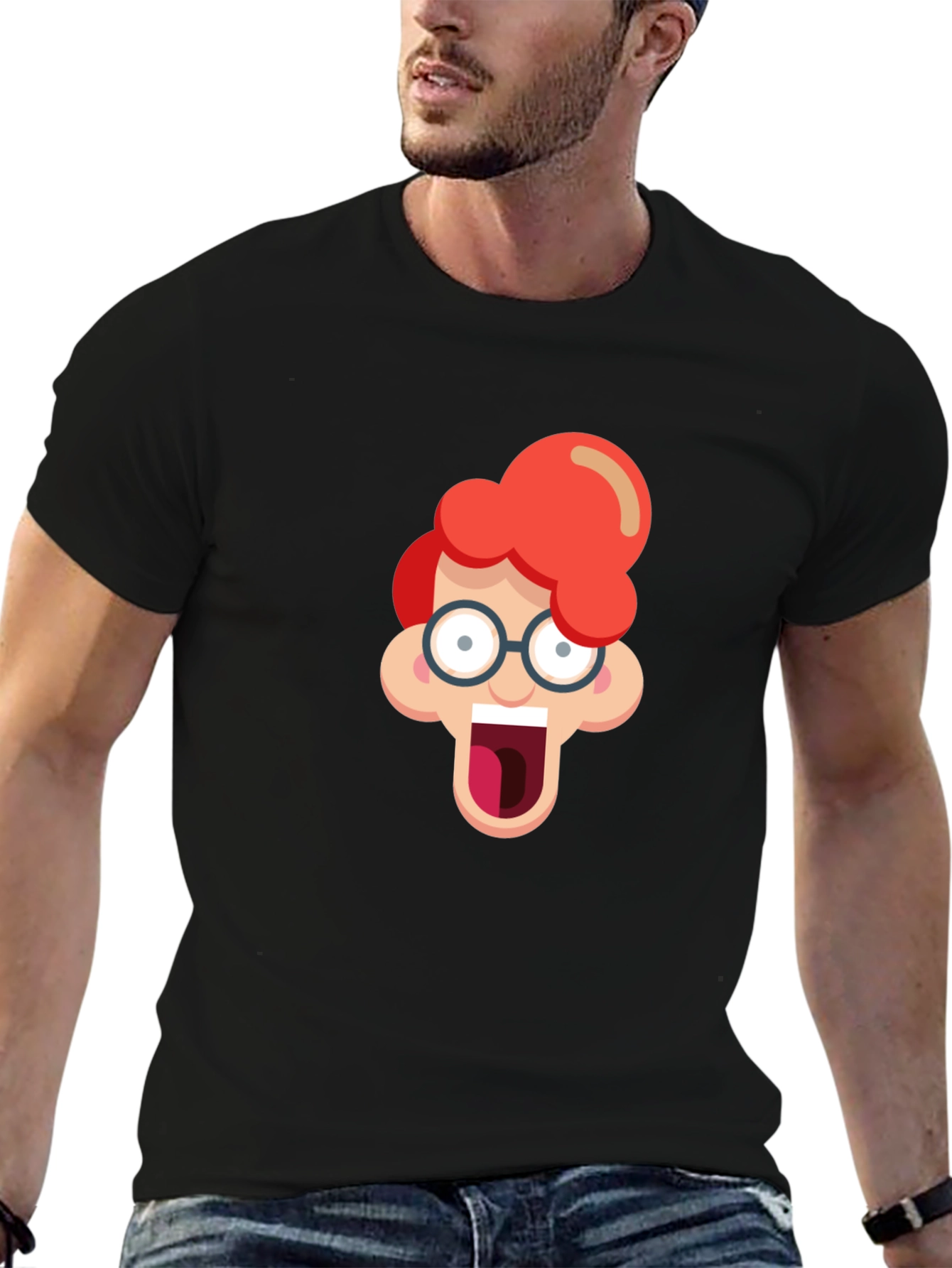 Black Cartoon Nerd Graphic T-Shirt view 6