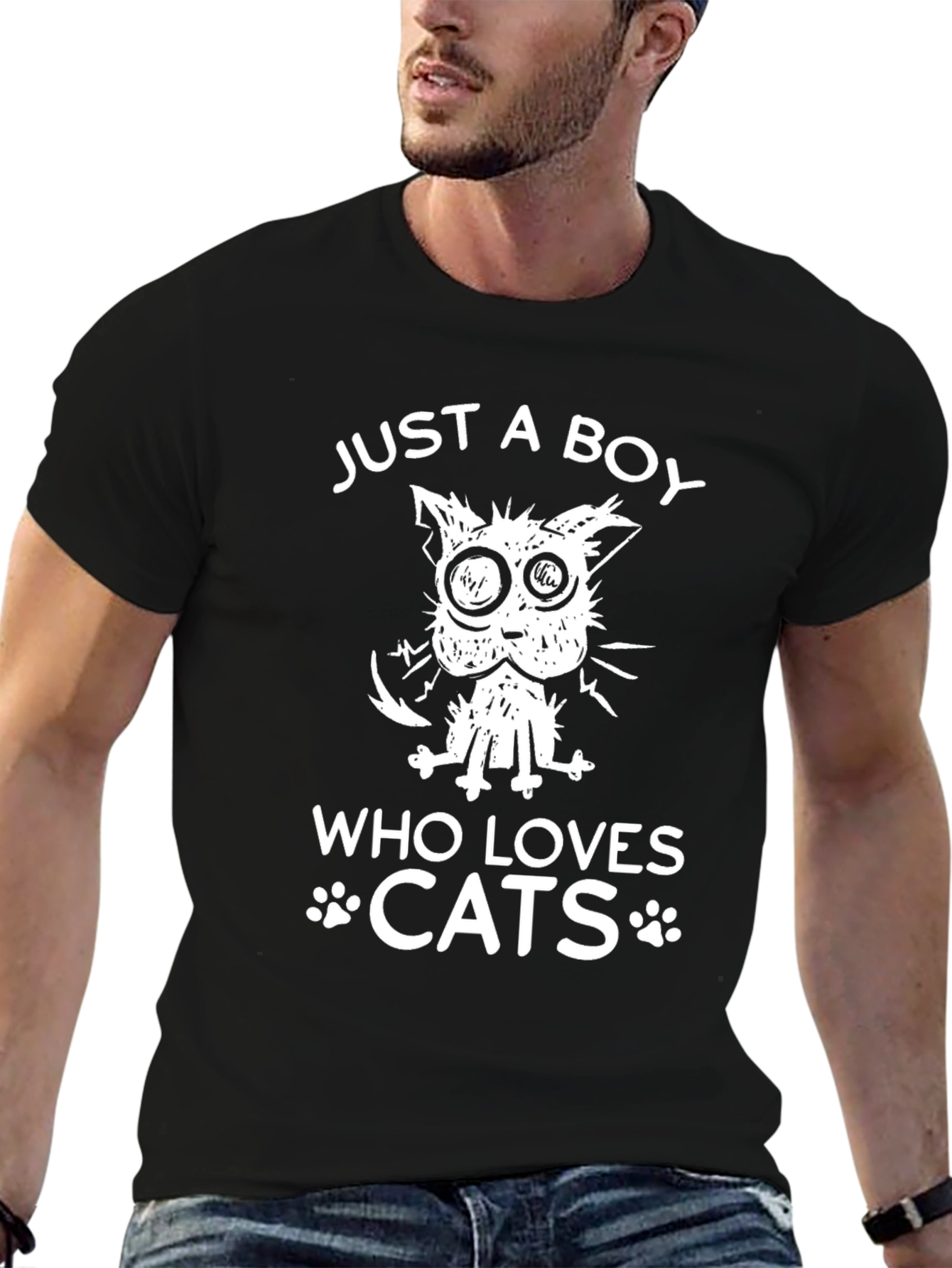 Black Boy Loves Cats T-Shirt view 6