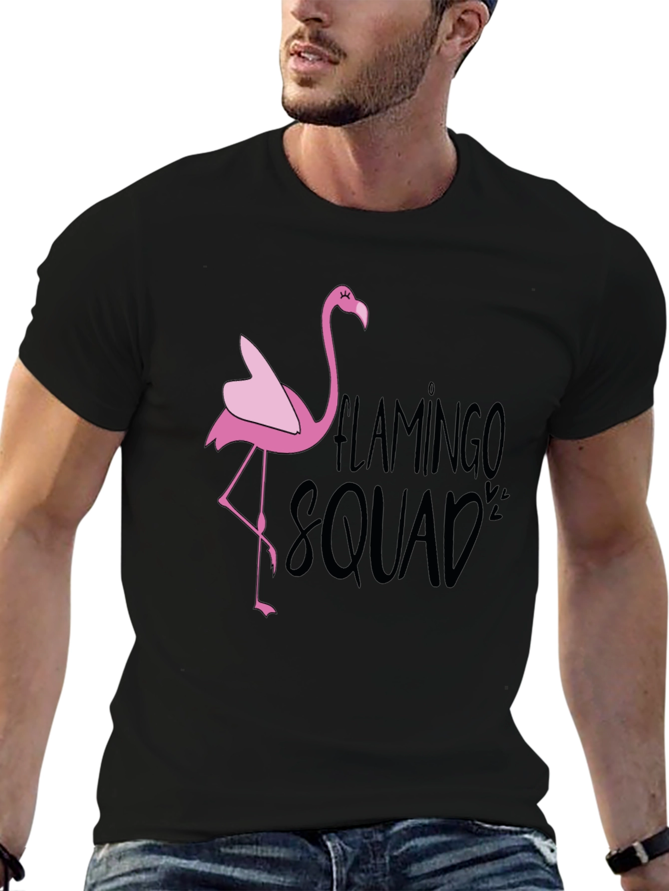 Flamingo Squad Graphic T-Shirt - Black Casual Tee - 6