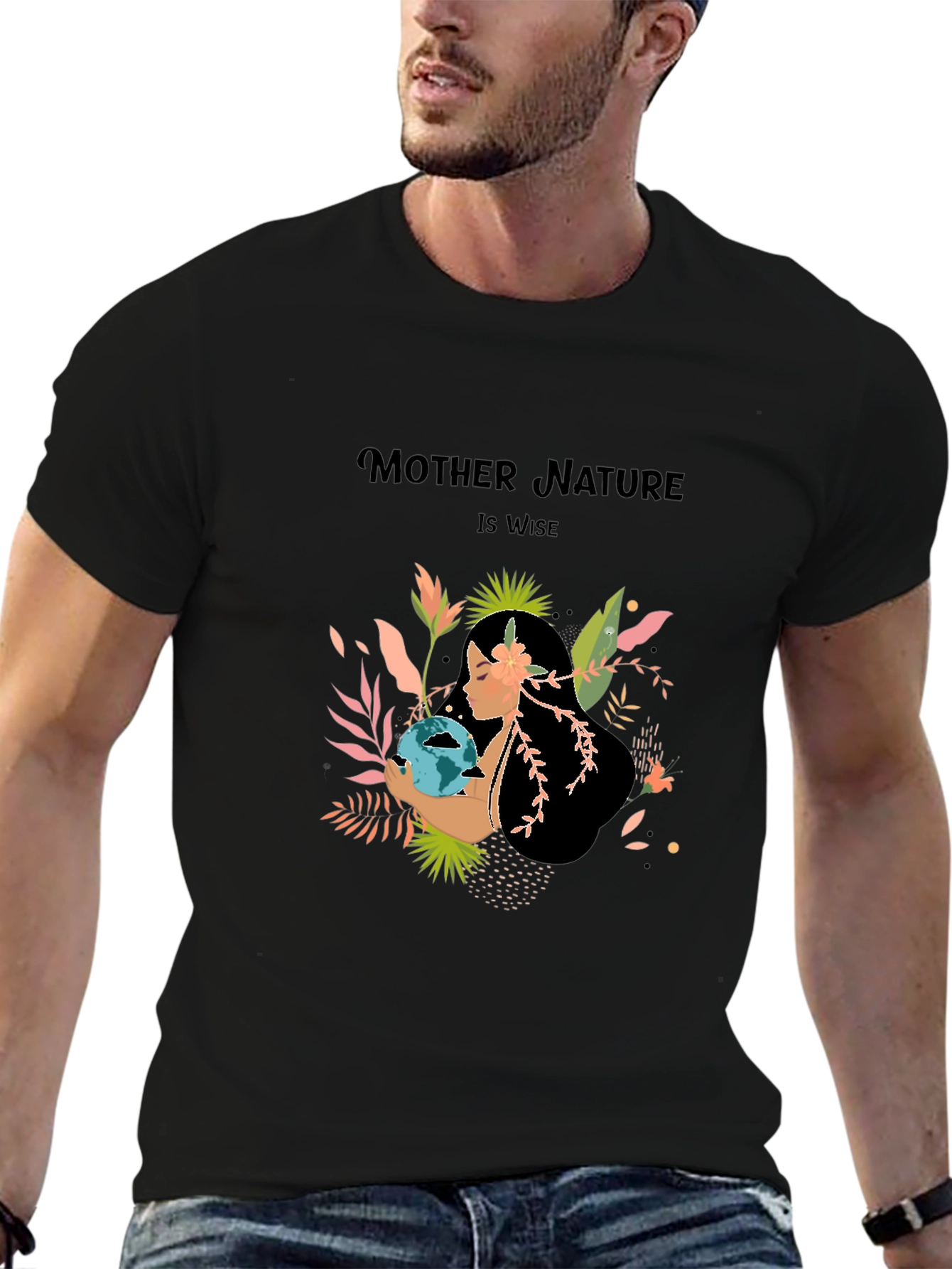 Black Mother Nature T-Shirt - Earth Day Apparel view 6