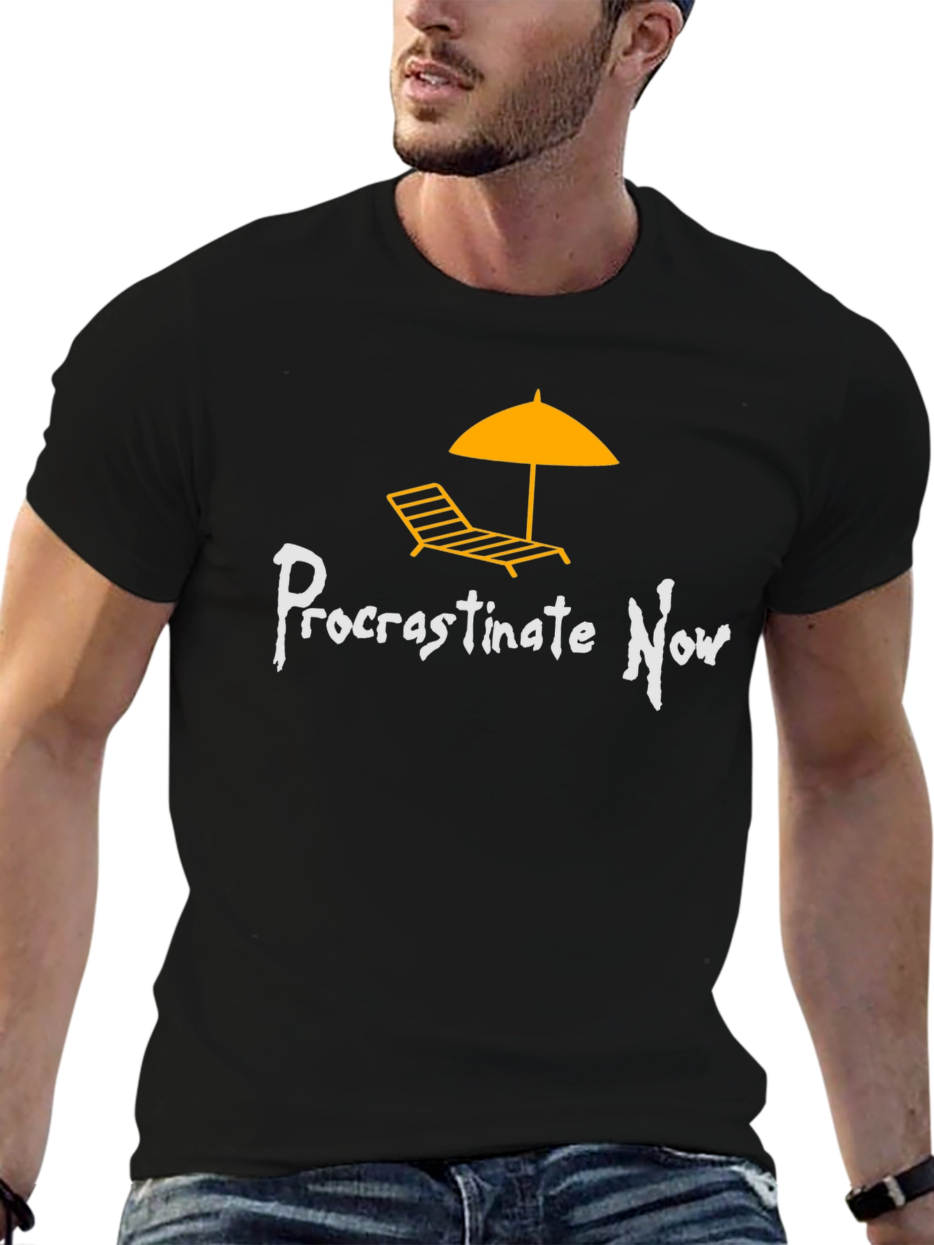 Black Procrastinate Now Graphic T-Shirt view 6