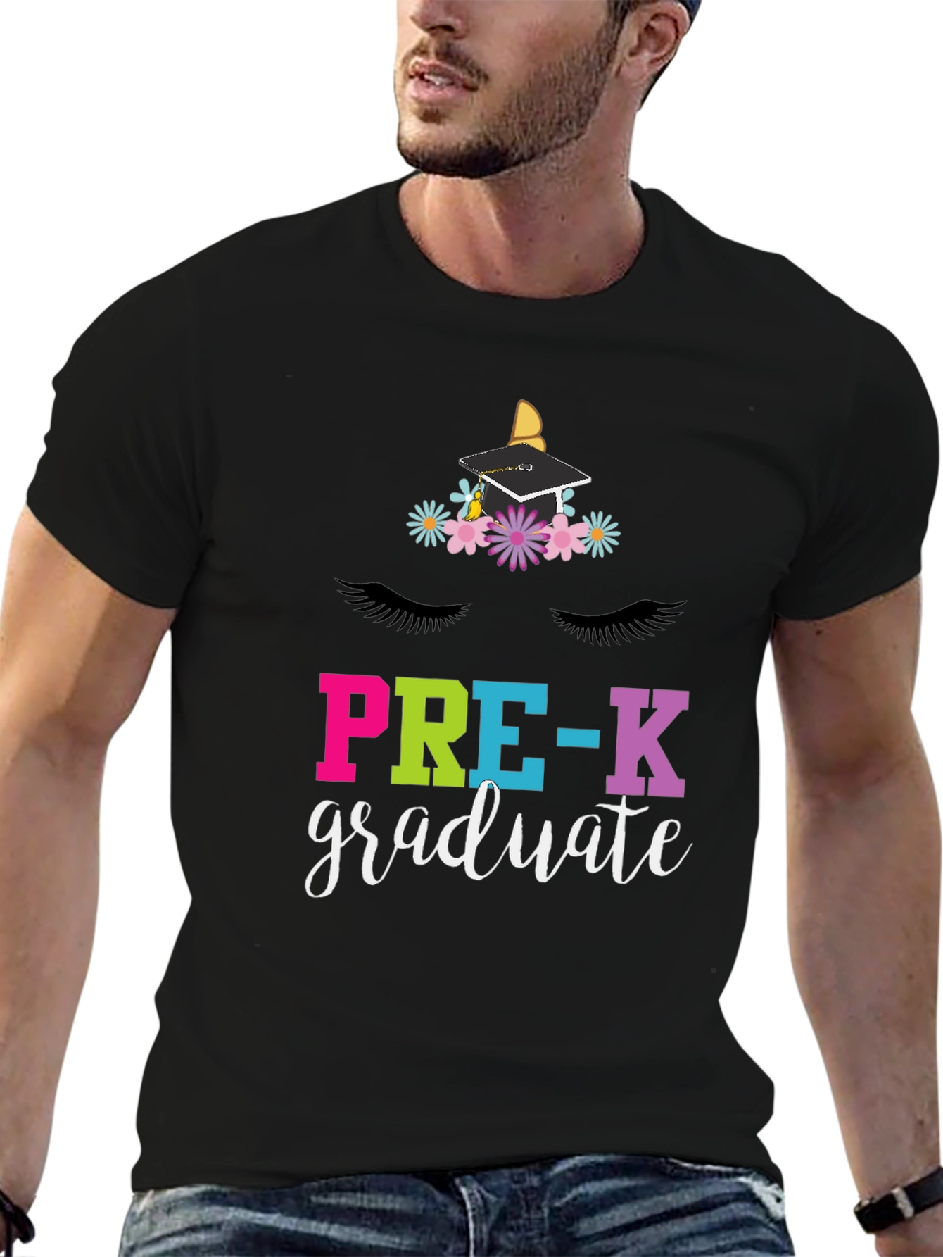 Black Pre-K Graduate Unicorn T-Shirt - Kids Graduation view 6