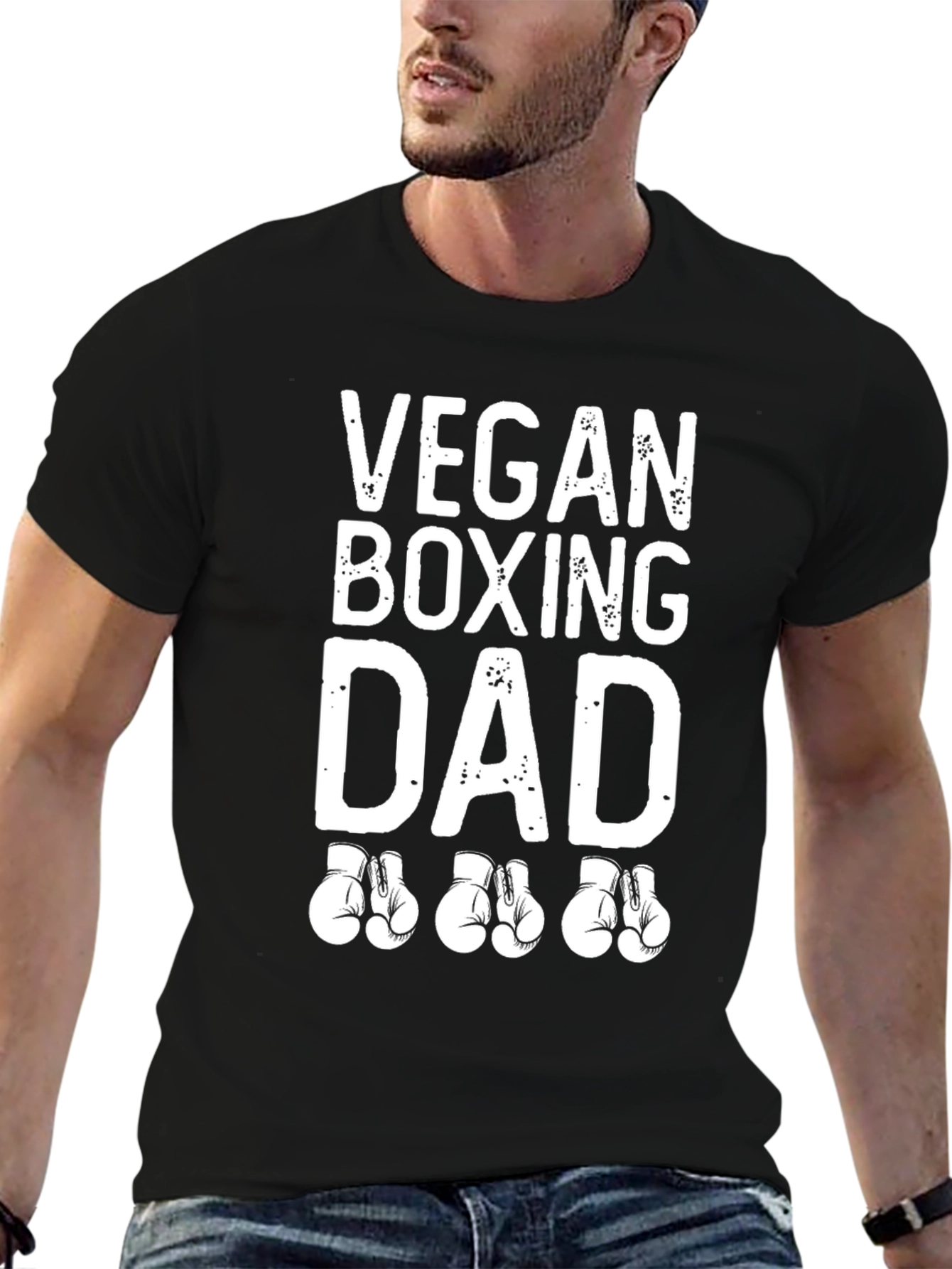 Black Vegan Boxing Dad T-Shirt view 6